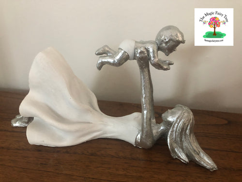21cm Mother laying with Child Statue Figurine image 0