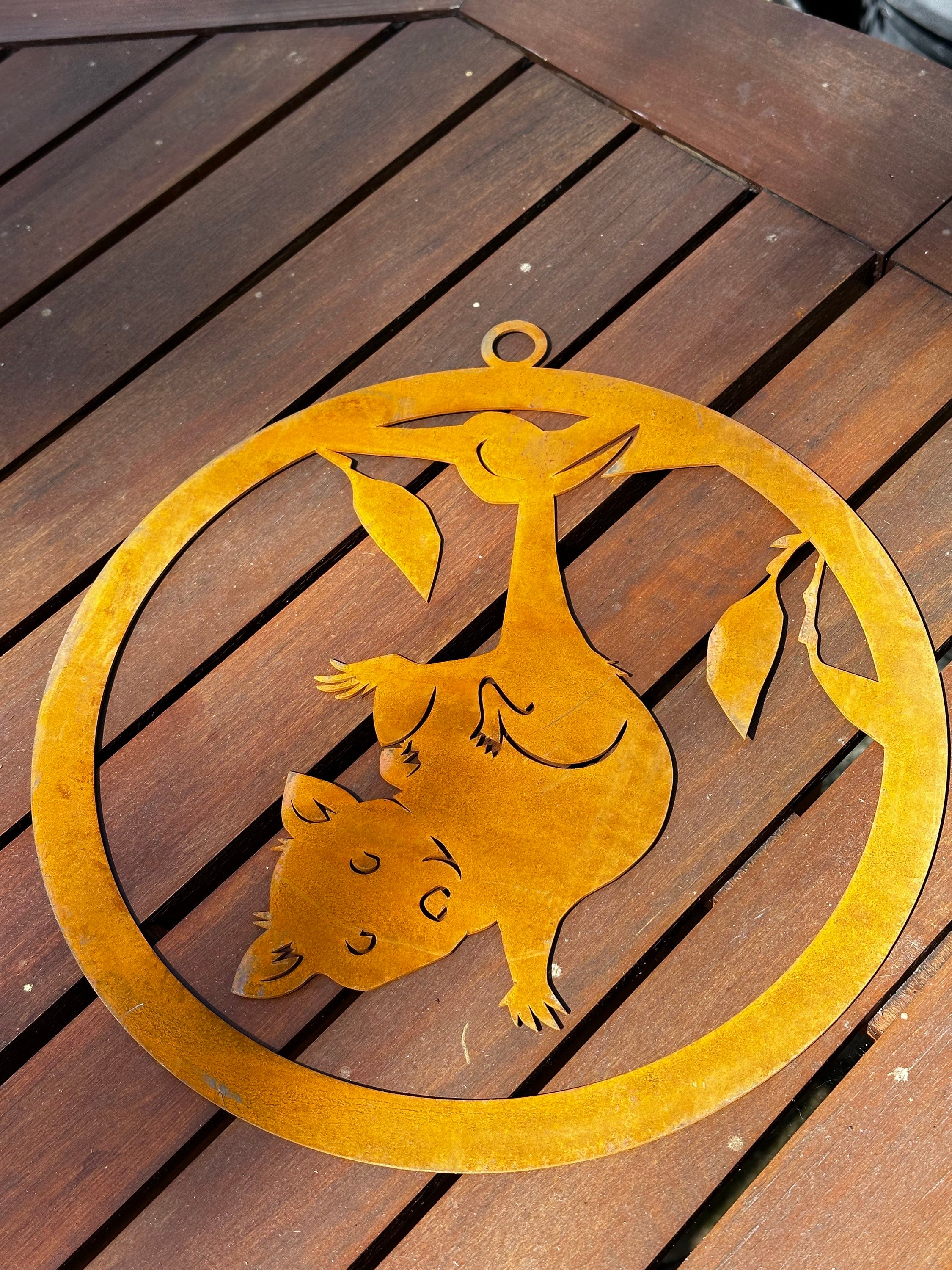Possum corten ring wall art decor image 0