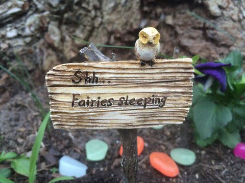 "Shhh .... Fairies Sleeping"  fairy garden sign image 1