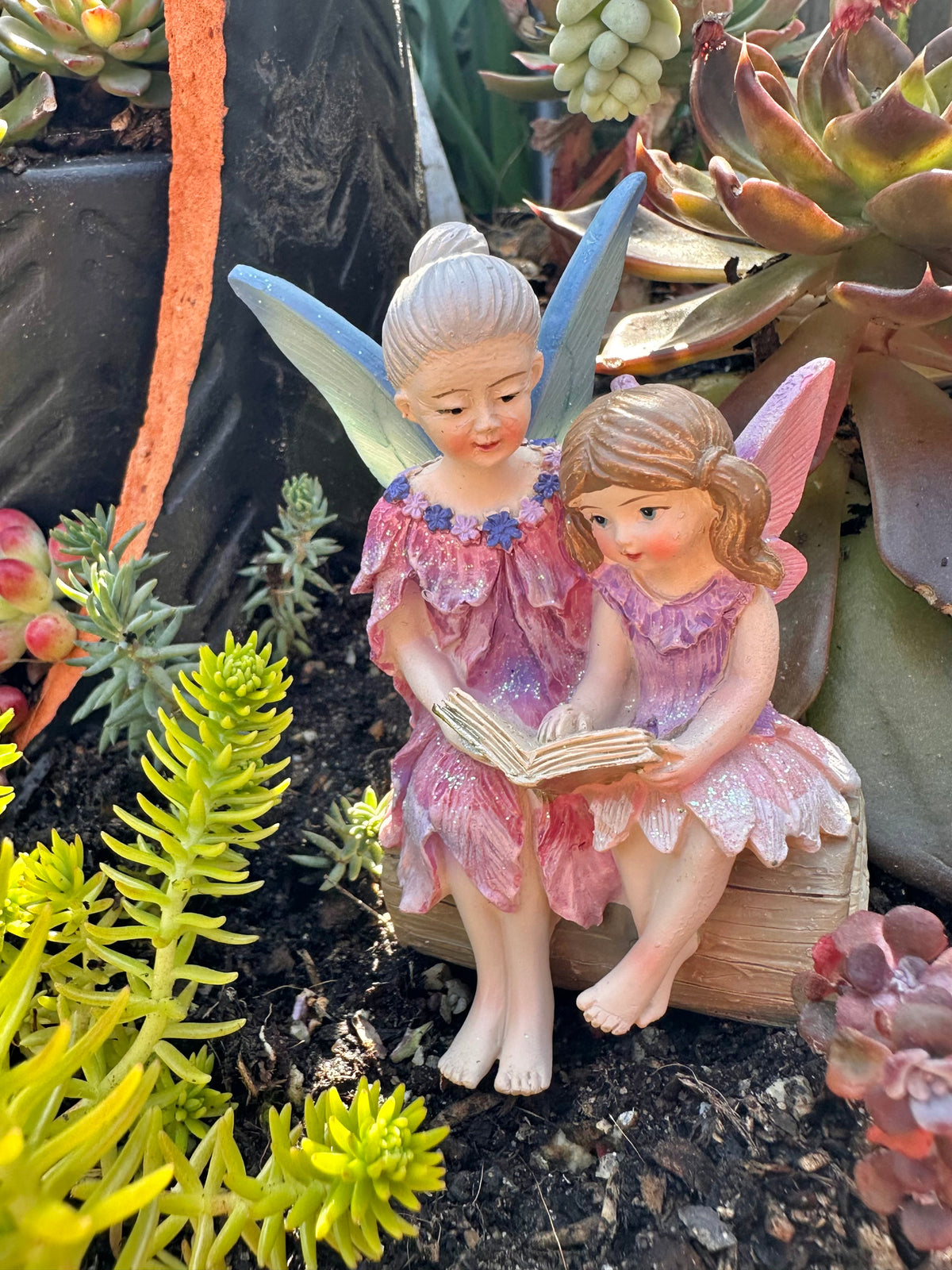 Fairy Grandmother reading with Fairy Granddaughter