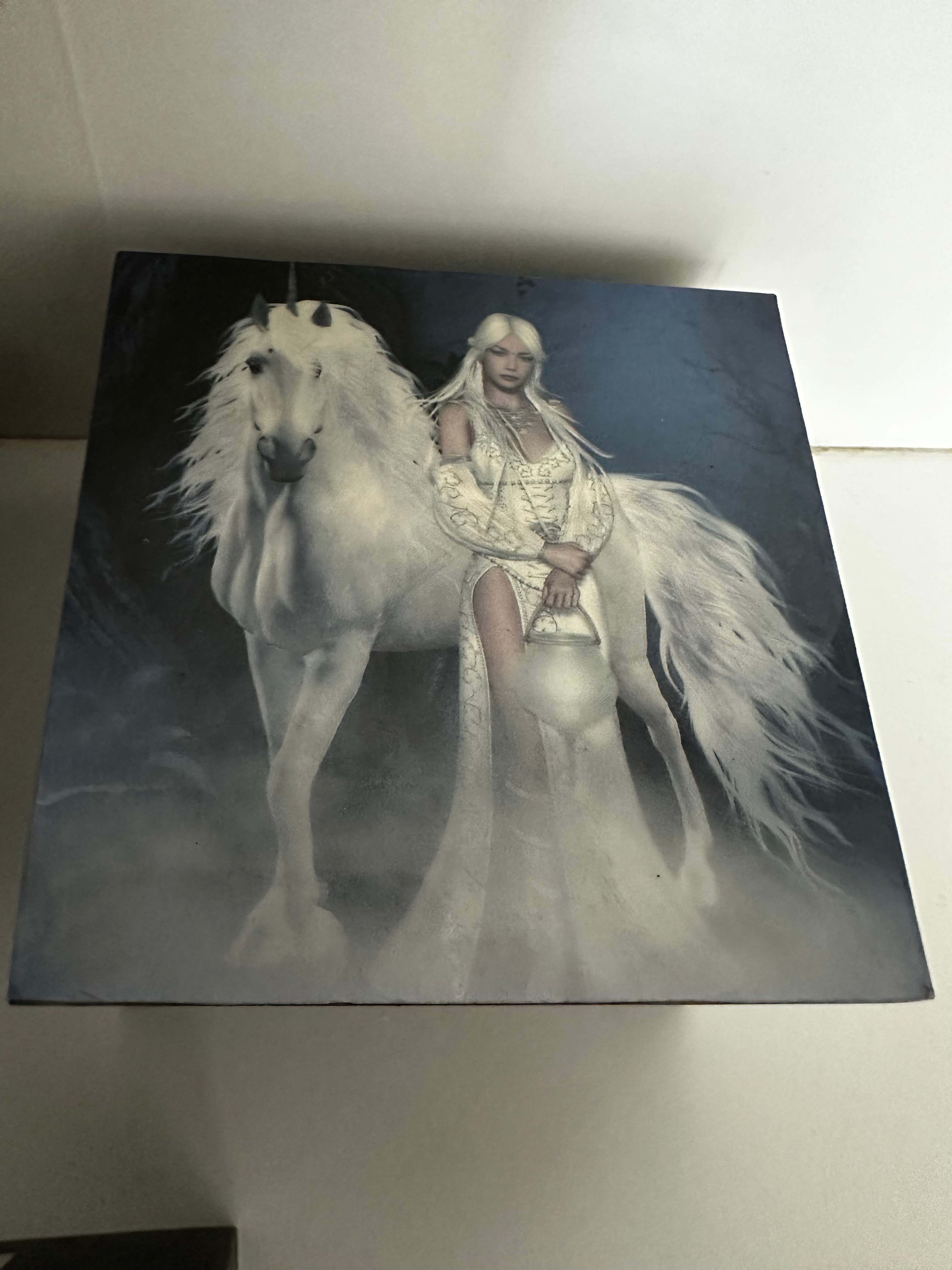 10cm square epoxy unicorn trinket box  image 1