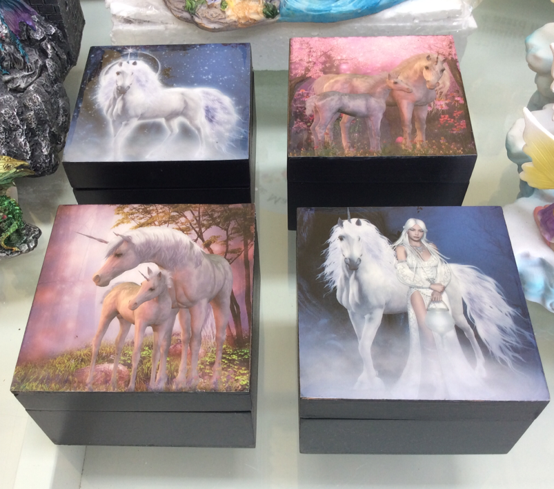 10cm square epoxy unicorn trinket box