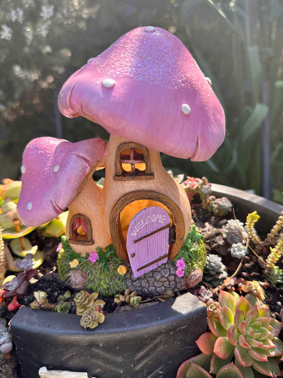 15.5cm Welcome Mushroom House with opening door