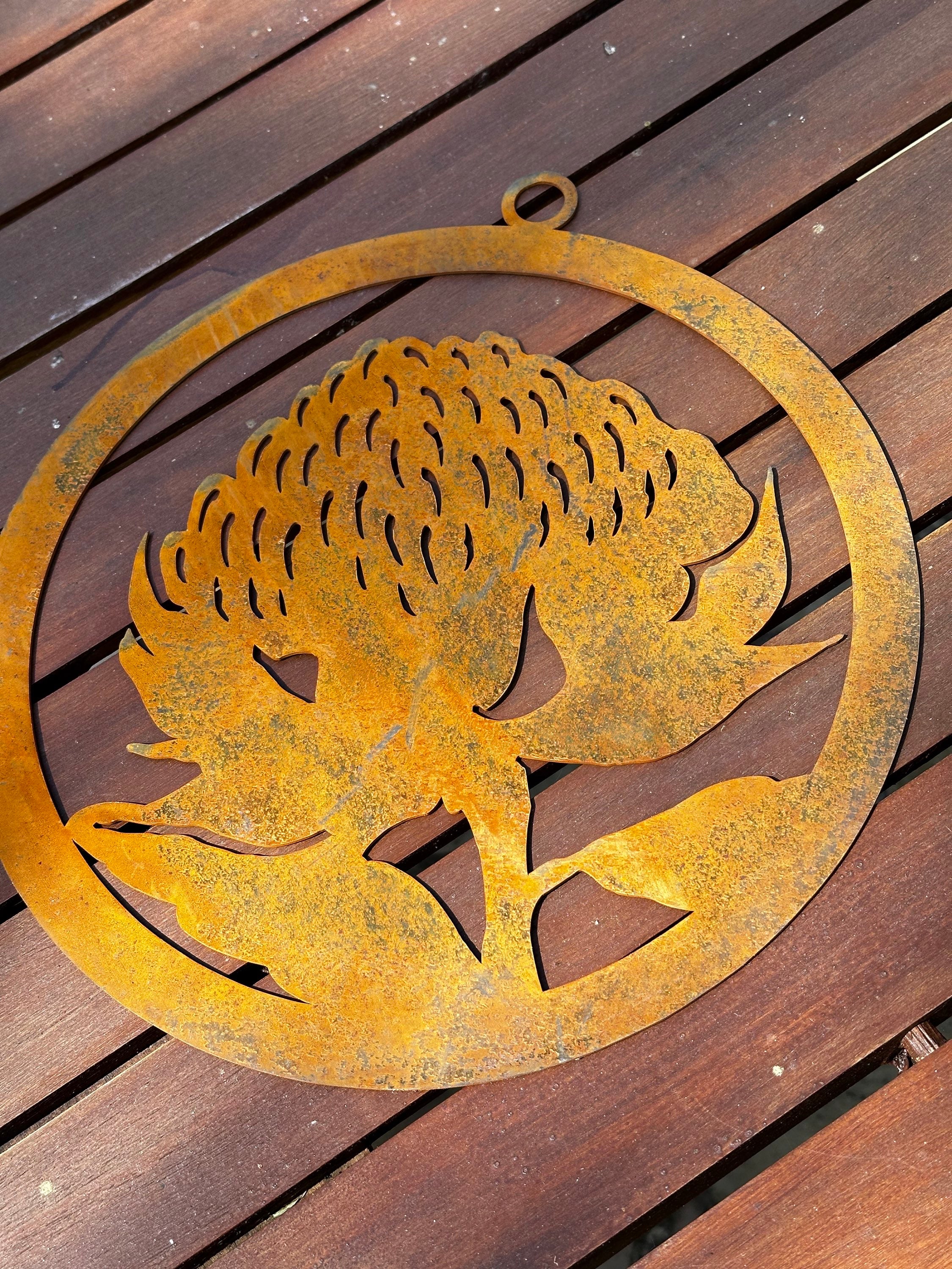 Banksia or waratah corten ring wall art decor image 2