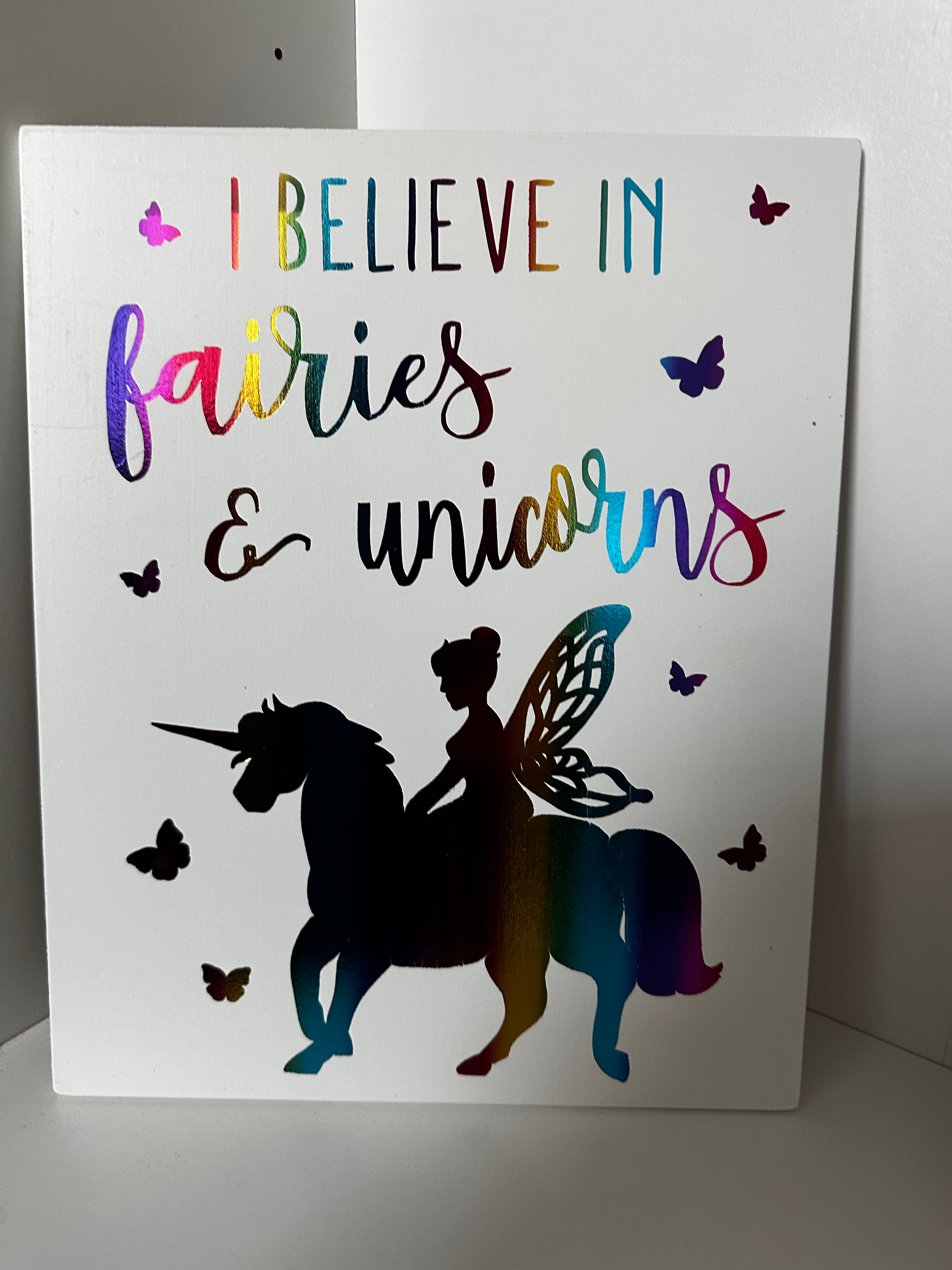 Children’s unicorn fairy wooden wall art picture image 5