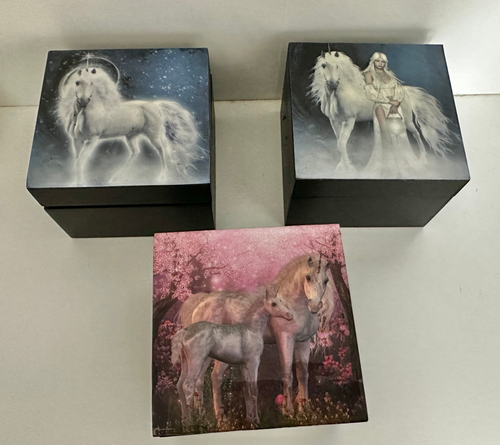 10cm square epoxy unicorn trinket box  image 0