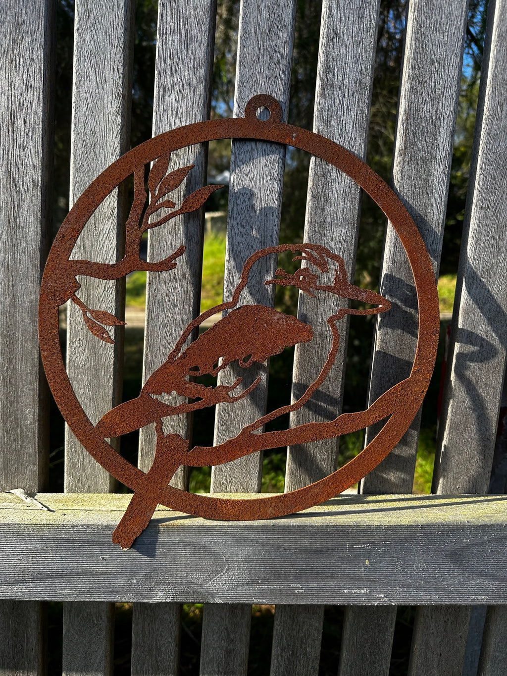 Kookaburra in corten ring wall art decor image 4