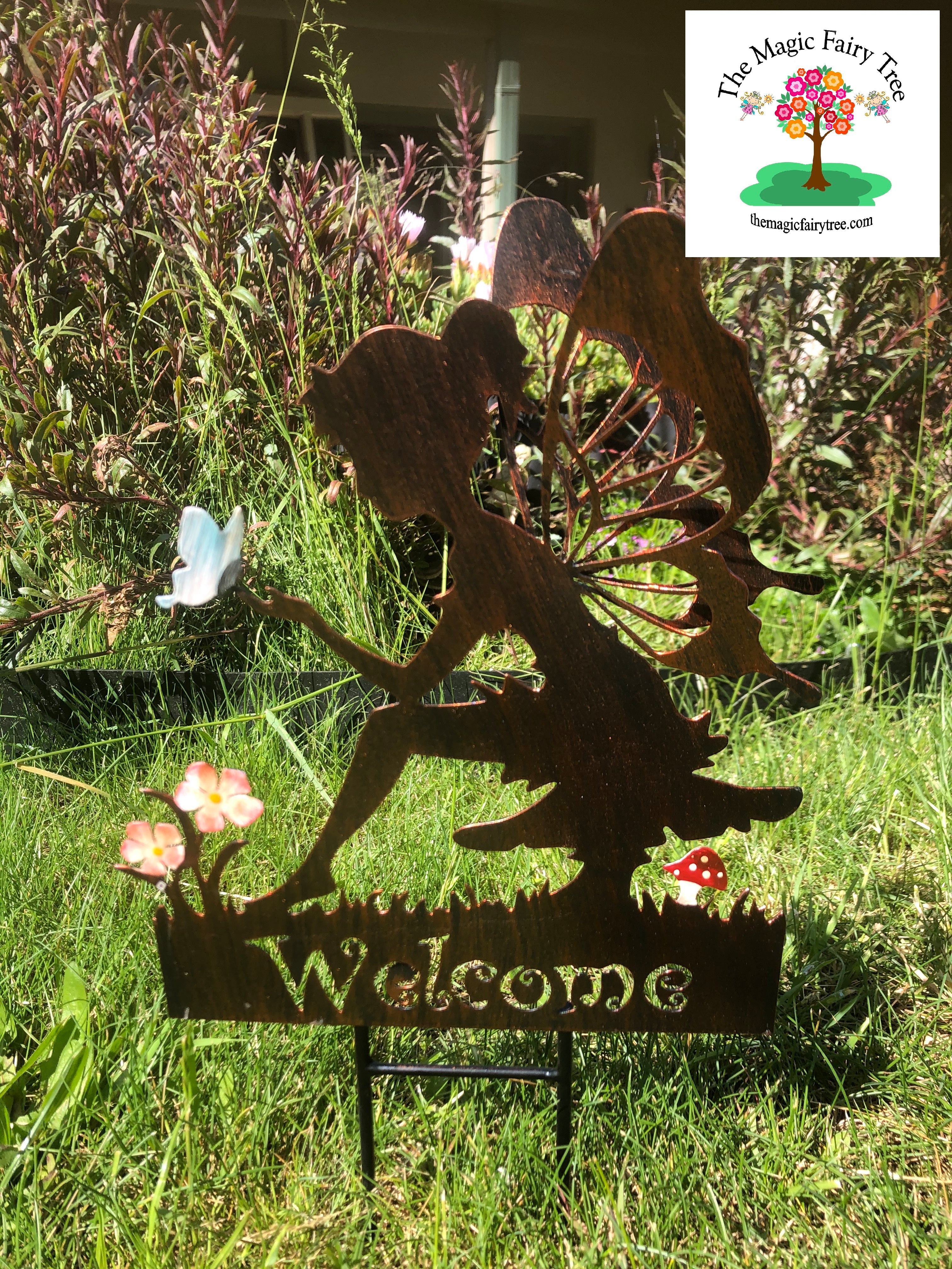 Welcome Metal Fairy Stake with 3D butterfly wings image 1