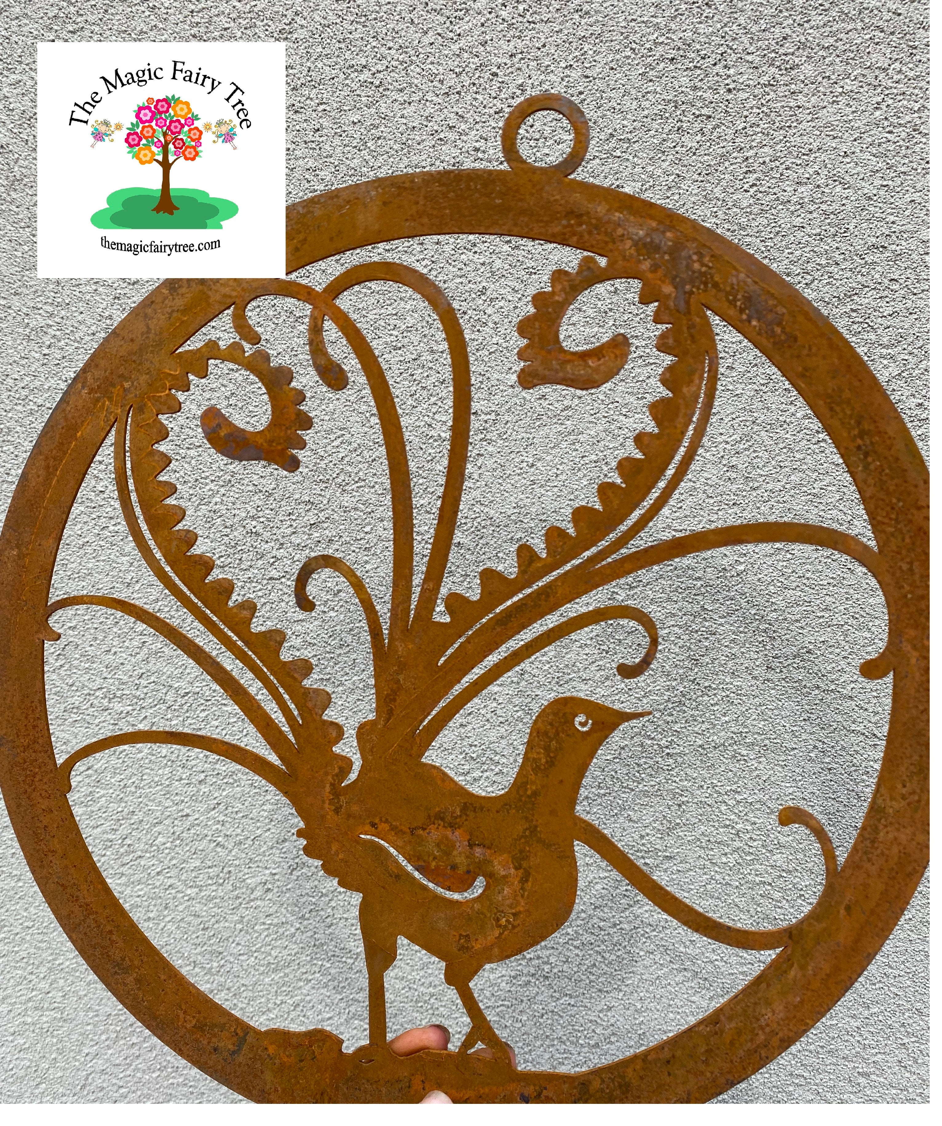 Lyrebird in corten ring wall art decor image 2