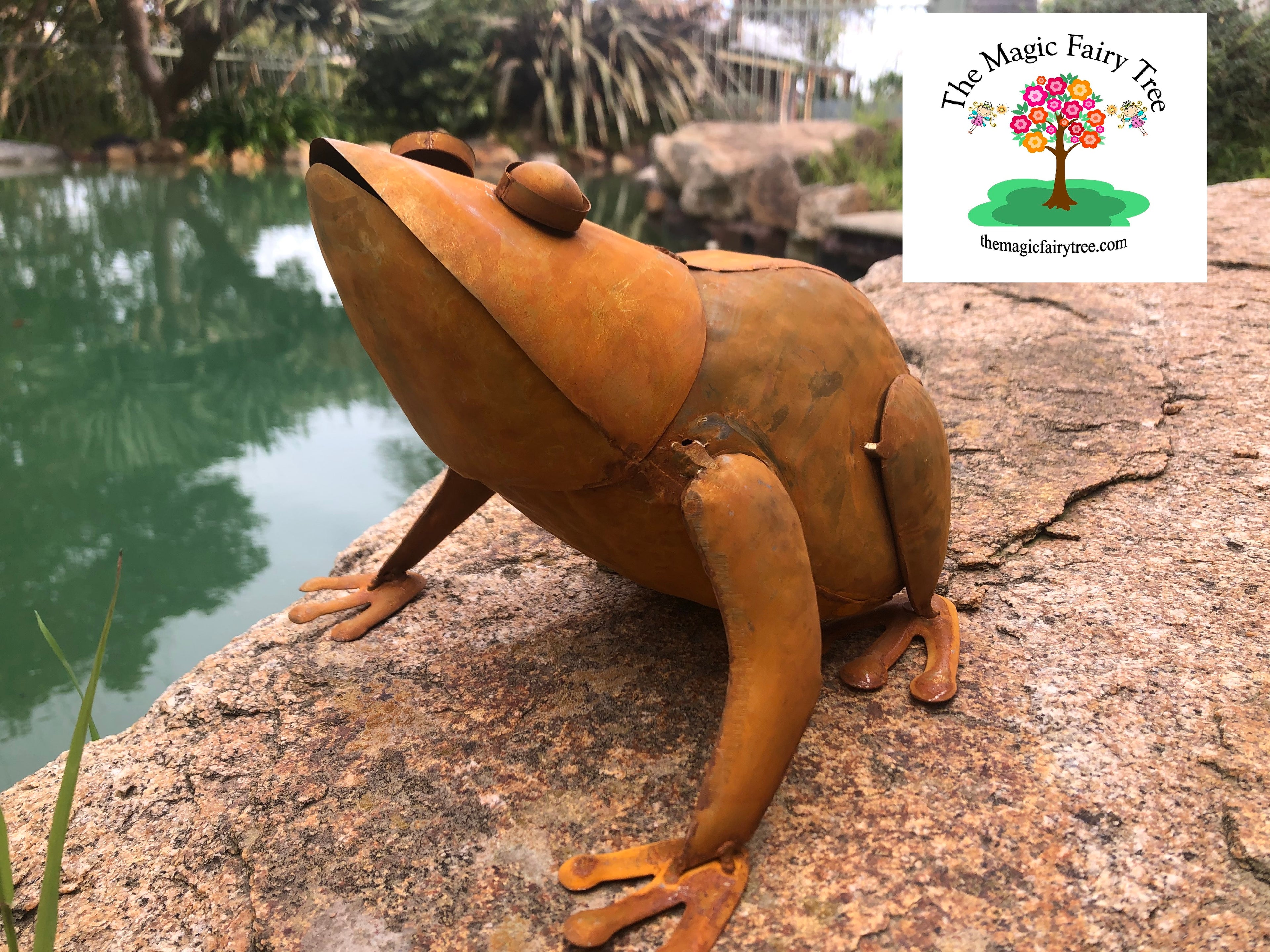 Large Rusty Metal Frog Garden Statue image 0
