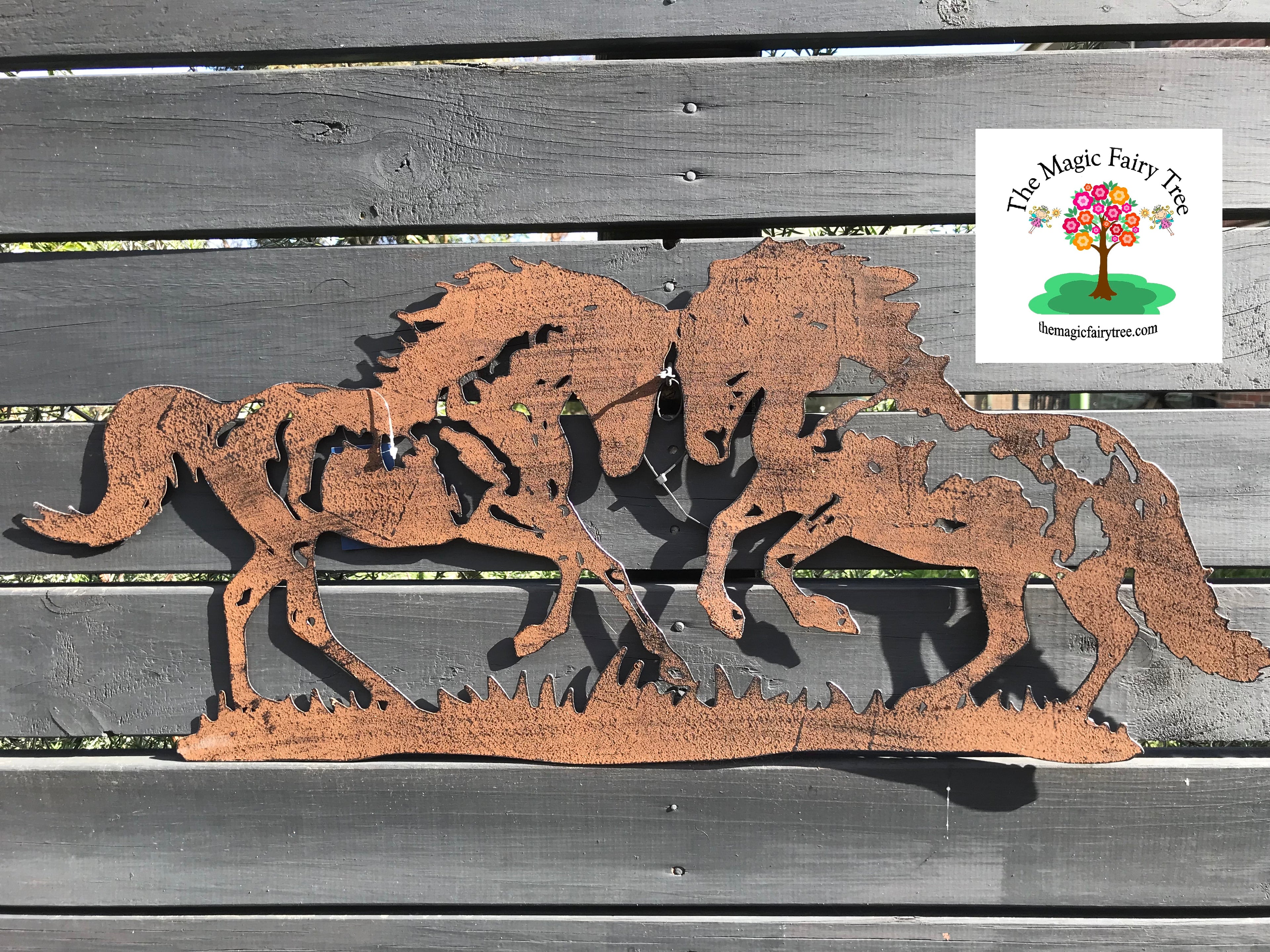 Two Horses Metal Wall Plaque image 1
