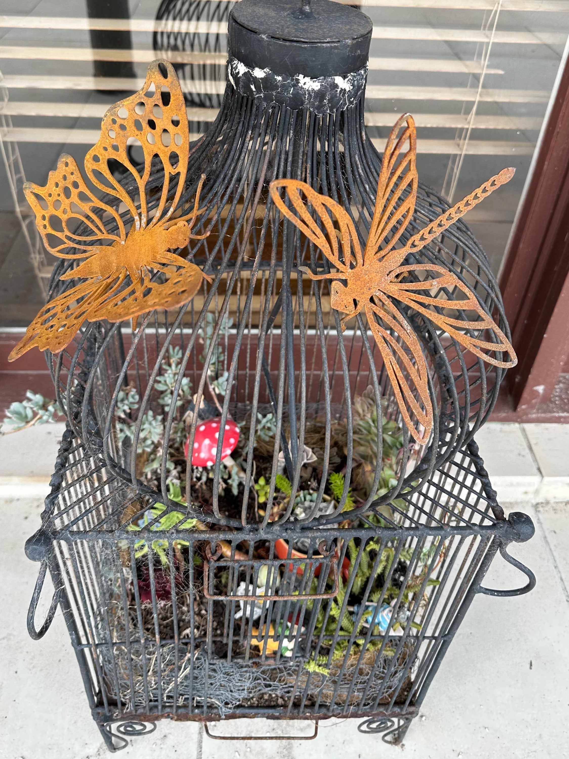 Large Dragonfly or Butterfly Pot Sitter Decor image 0