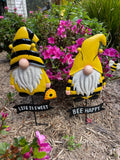 Gnome Garden Stake - Bee Happy / Life is Sweet image 0