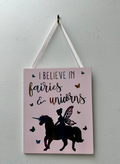 Children’s unicorn fairy wooden wall art picture image 4