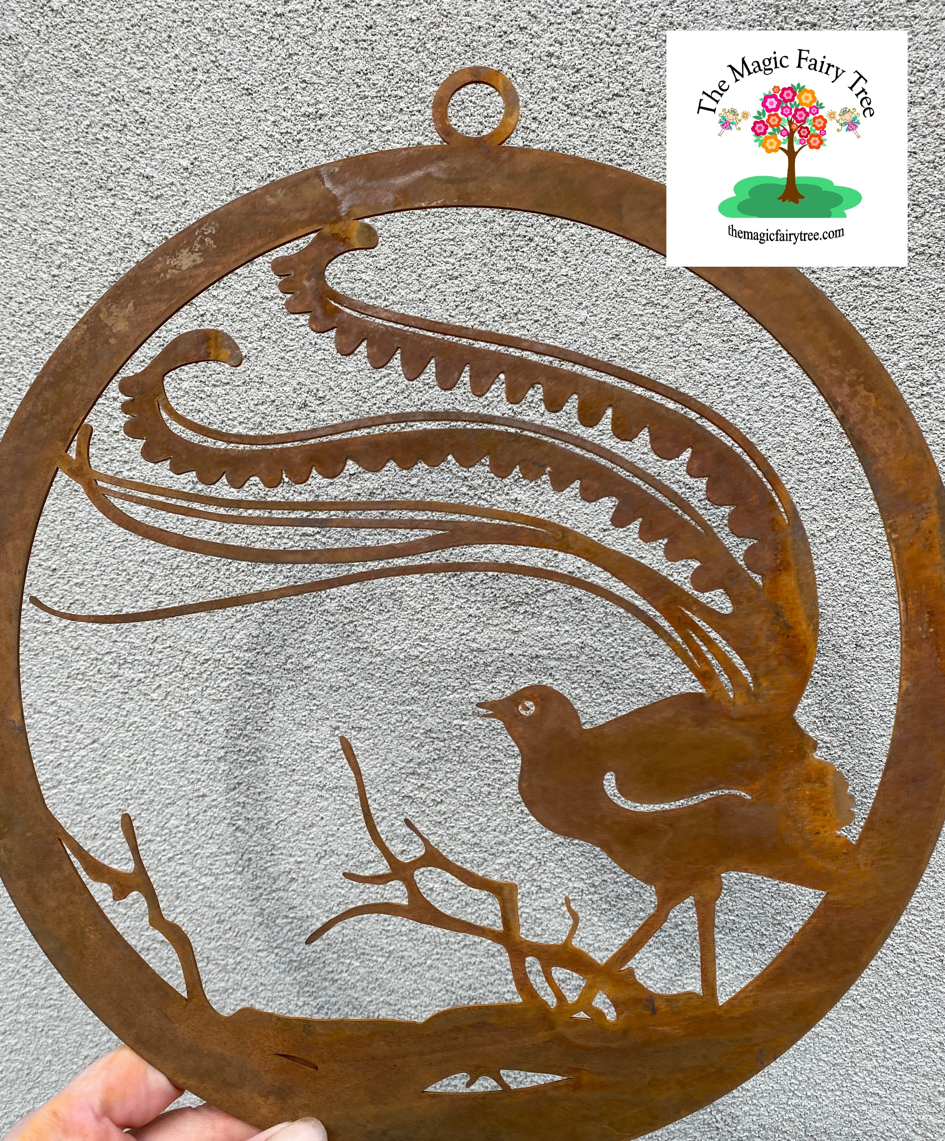Lyrebird in corten ring wall art decor image 3