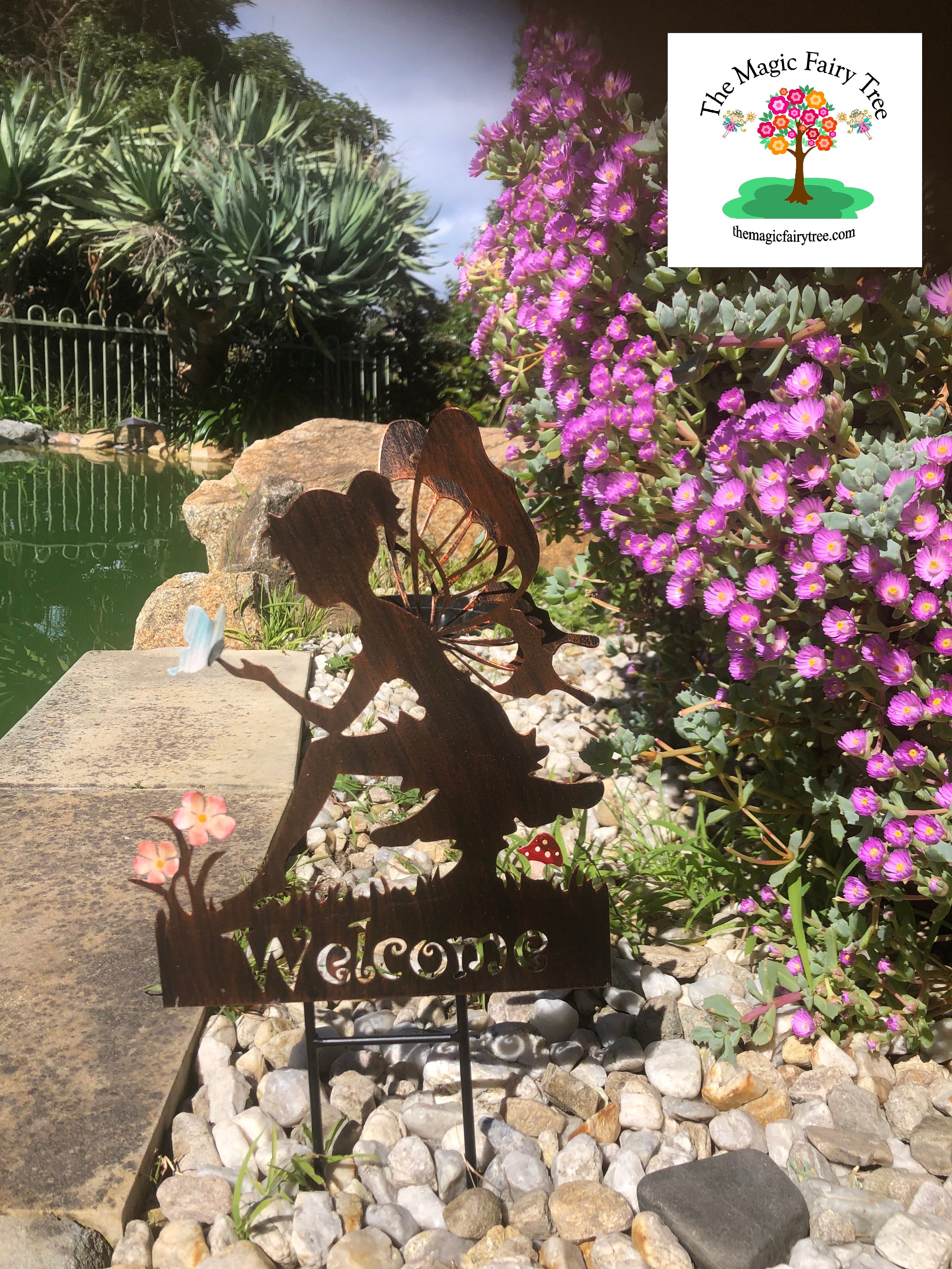 Welcome Metal Fairy Stake with 3D butterfly wings image 0