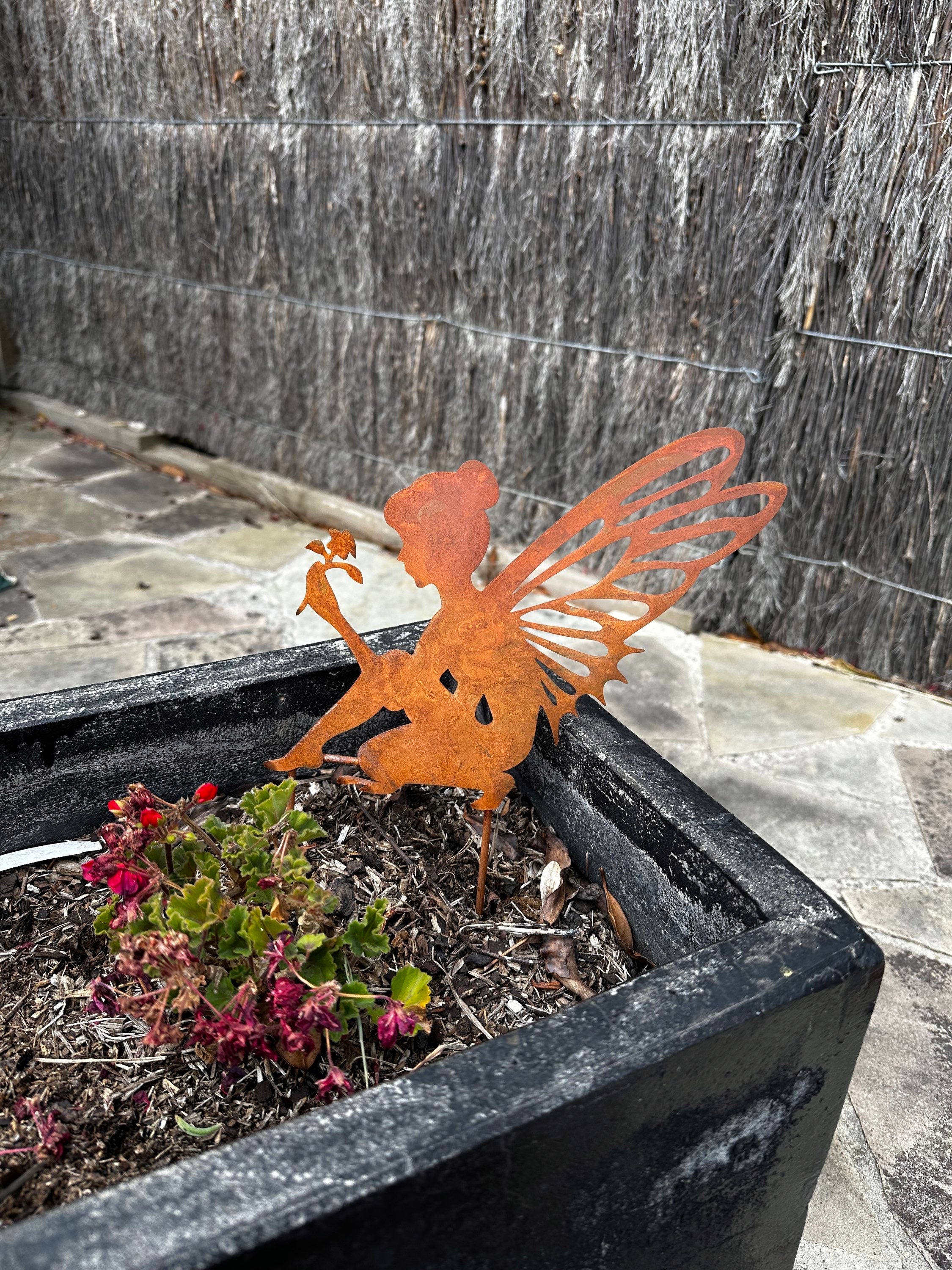 Set of 4 Corten Rusty Metal Fairy Stakes image 4