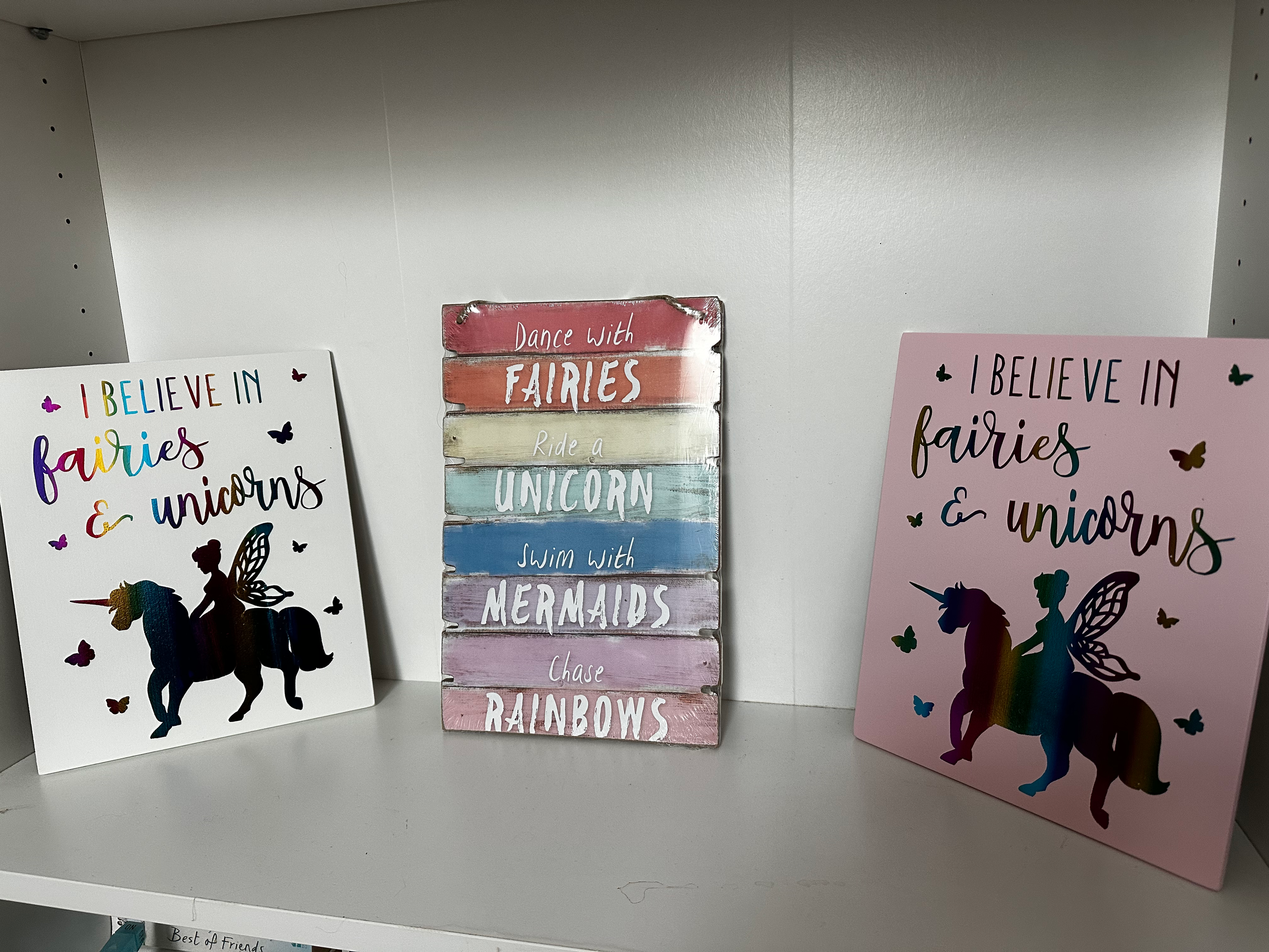 Children’s unicorn fairy wooden wall art picture image 0