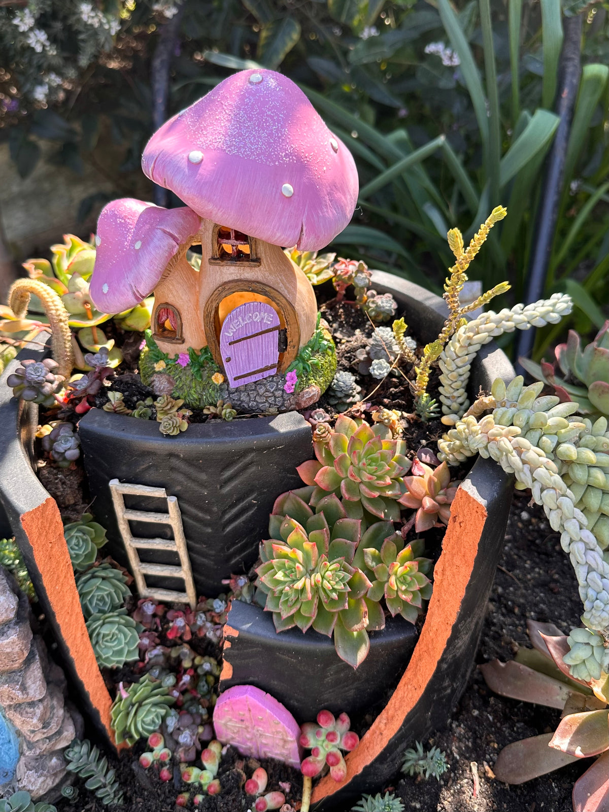 15.5cm Welcome Mushroom House with opening door