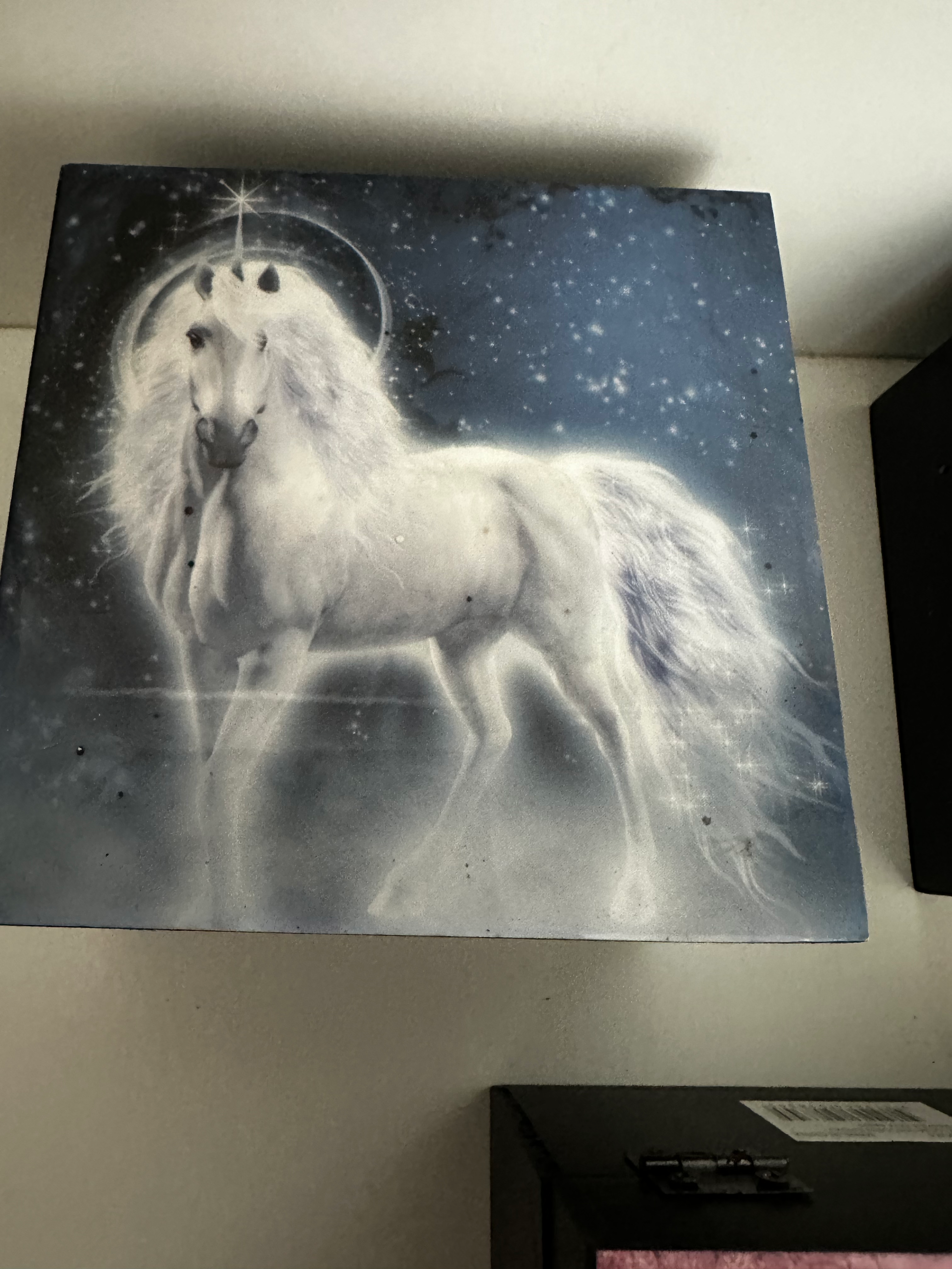 10cm square epoxy unicorn trinket box  image 2