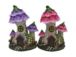 19cm Pink or Purple Flower Fairy House