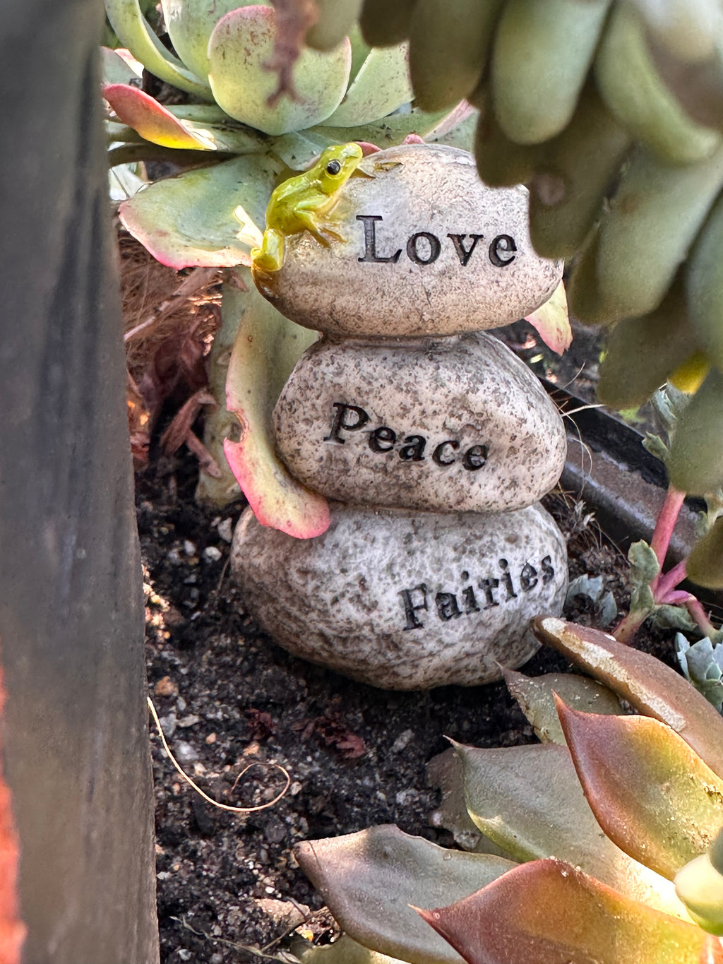 Mini rock cairn - Peace, Love, Fairies rocks / stones