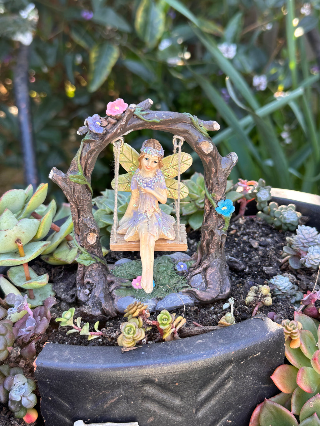 Fairy on Garden Swing