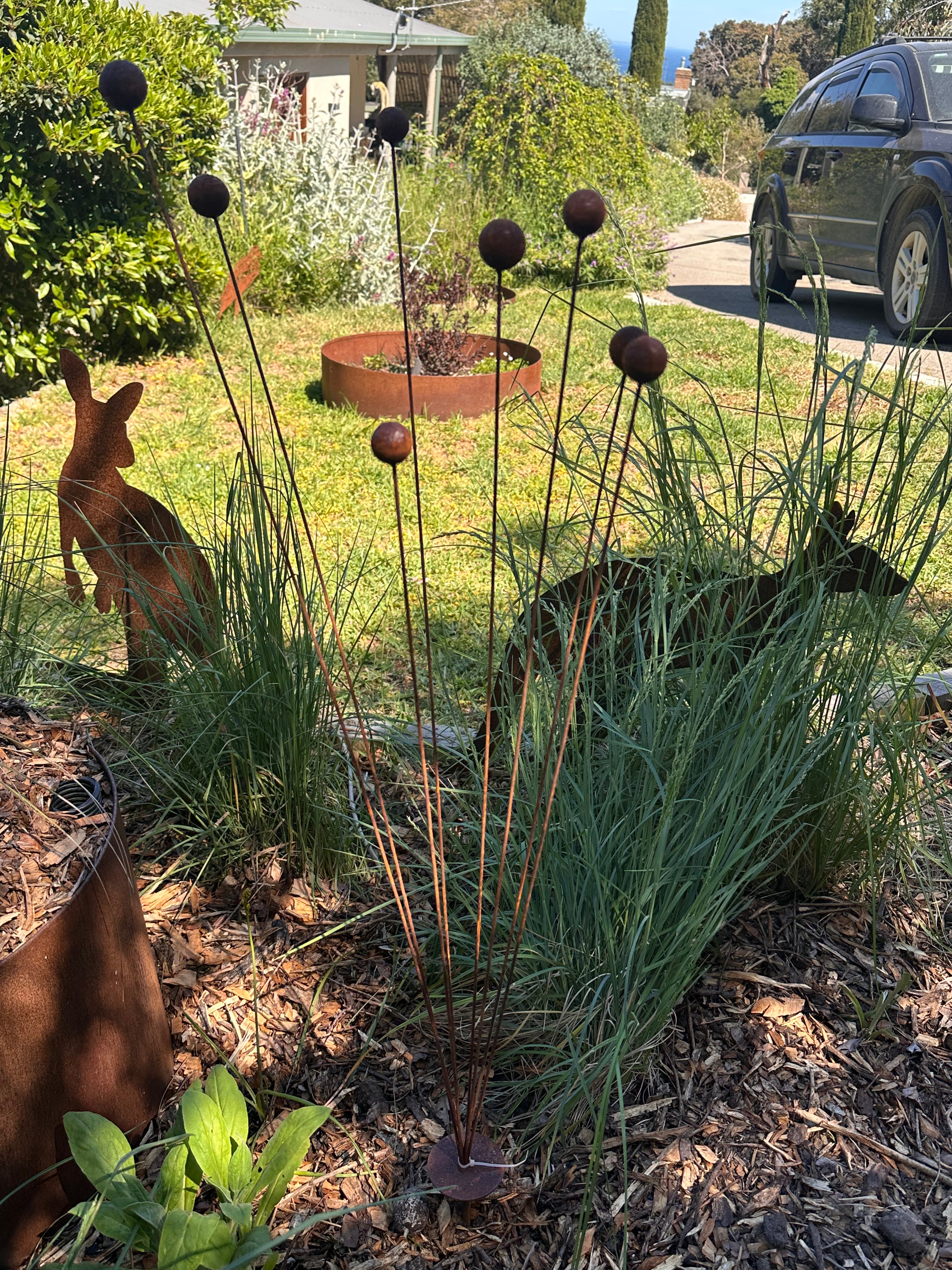 Rustic Billy Buttons Kinetic Garden Art