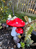 8cm twin mushroom with butterfly or dragonfly
