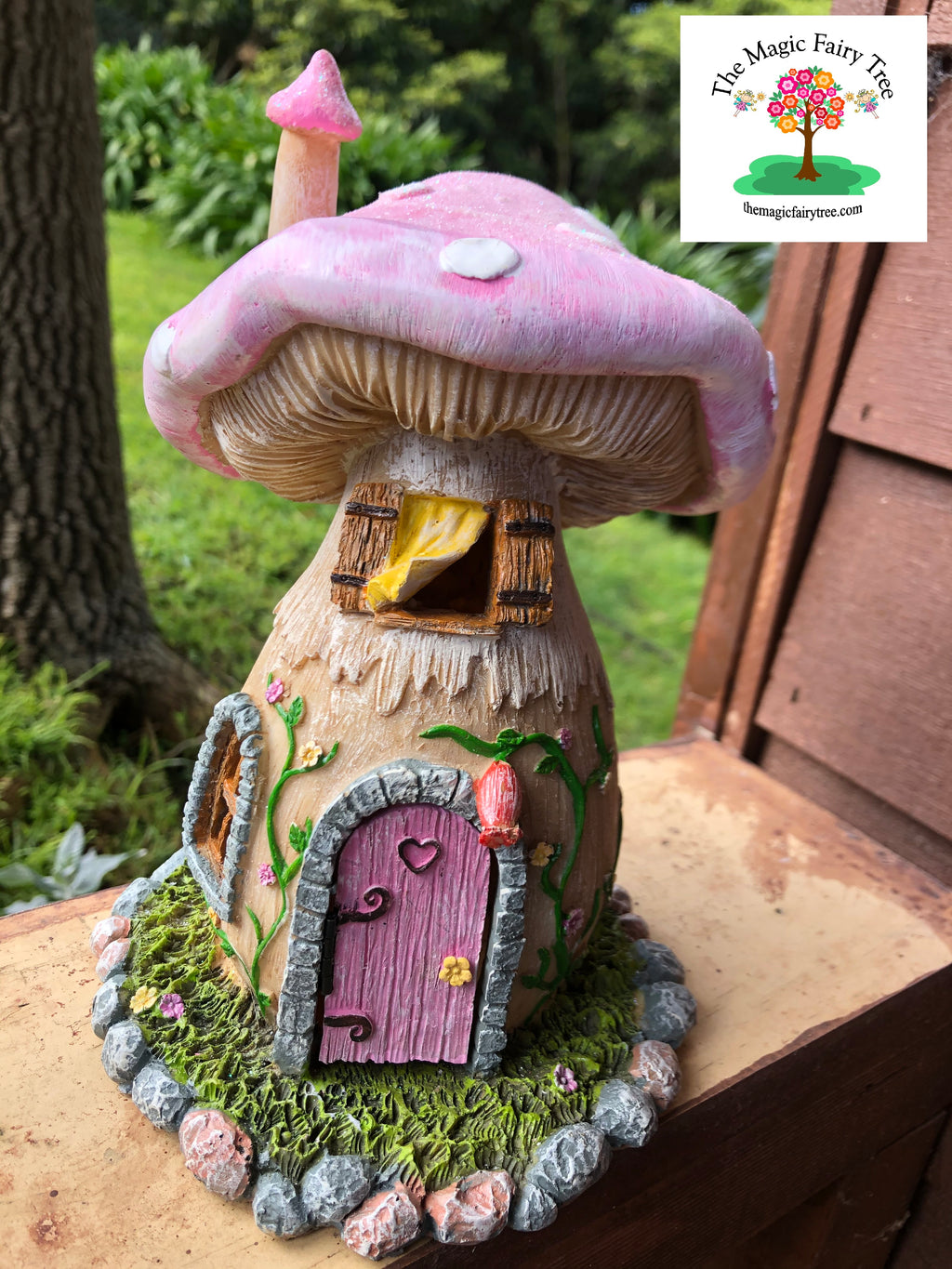 Lilac Glitter Mushroom House with opening door