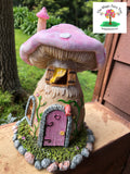 Lilac Glitter Mushroom House with opening door