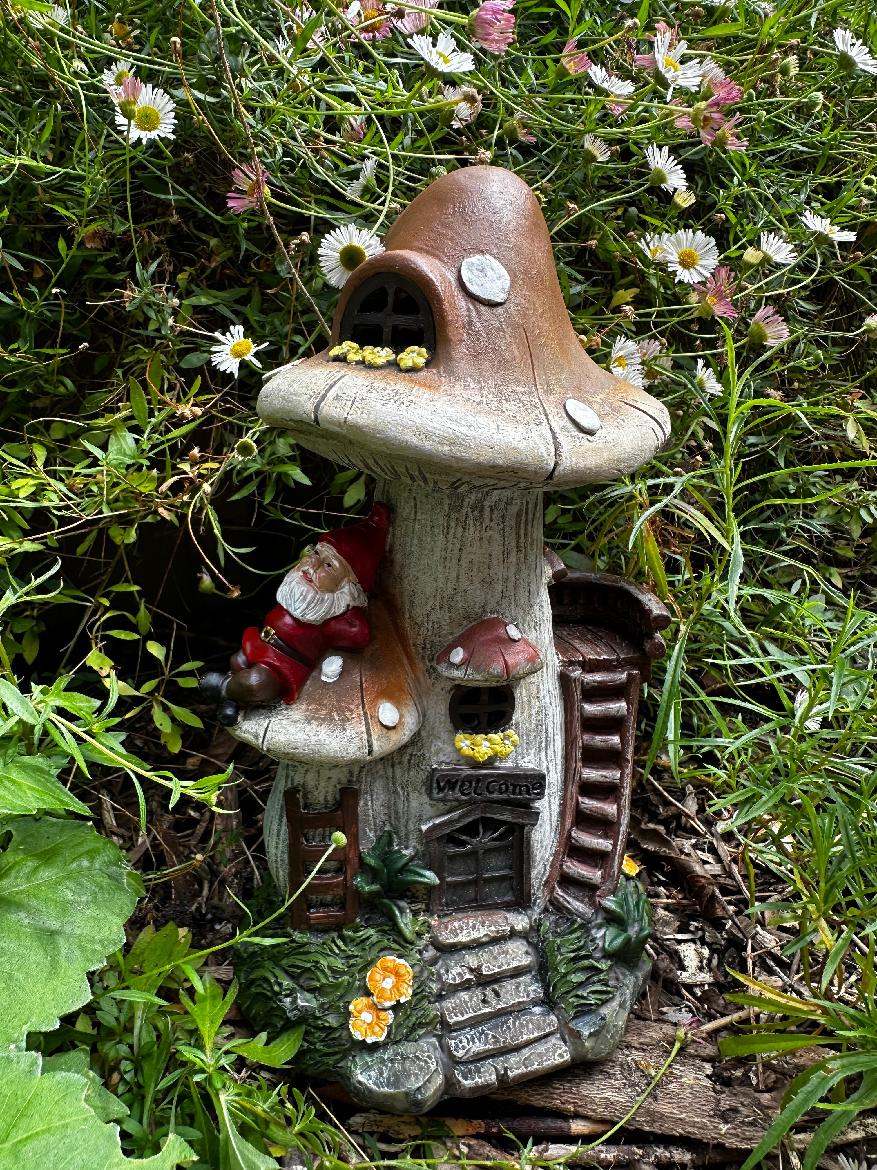 Solar mushroom gnome house