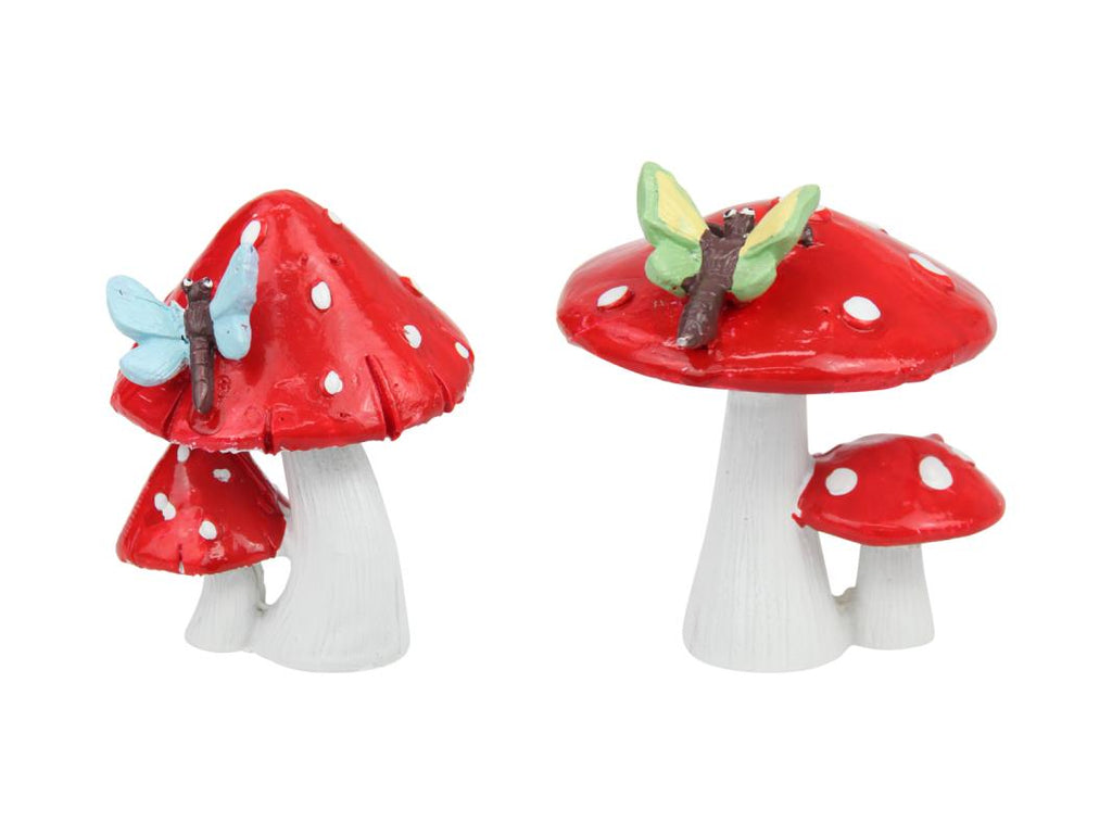 8cm twin mushroom with butterfly or dragonfly