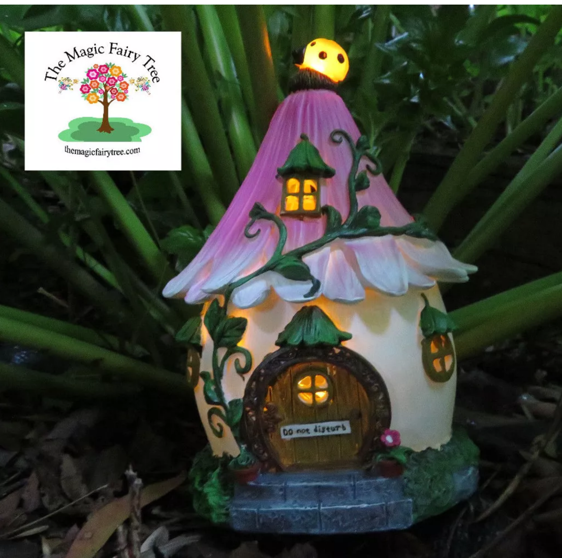 Solar Pink Flower Fairy House image 0