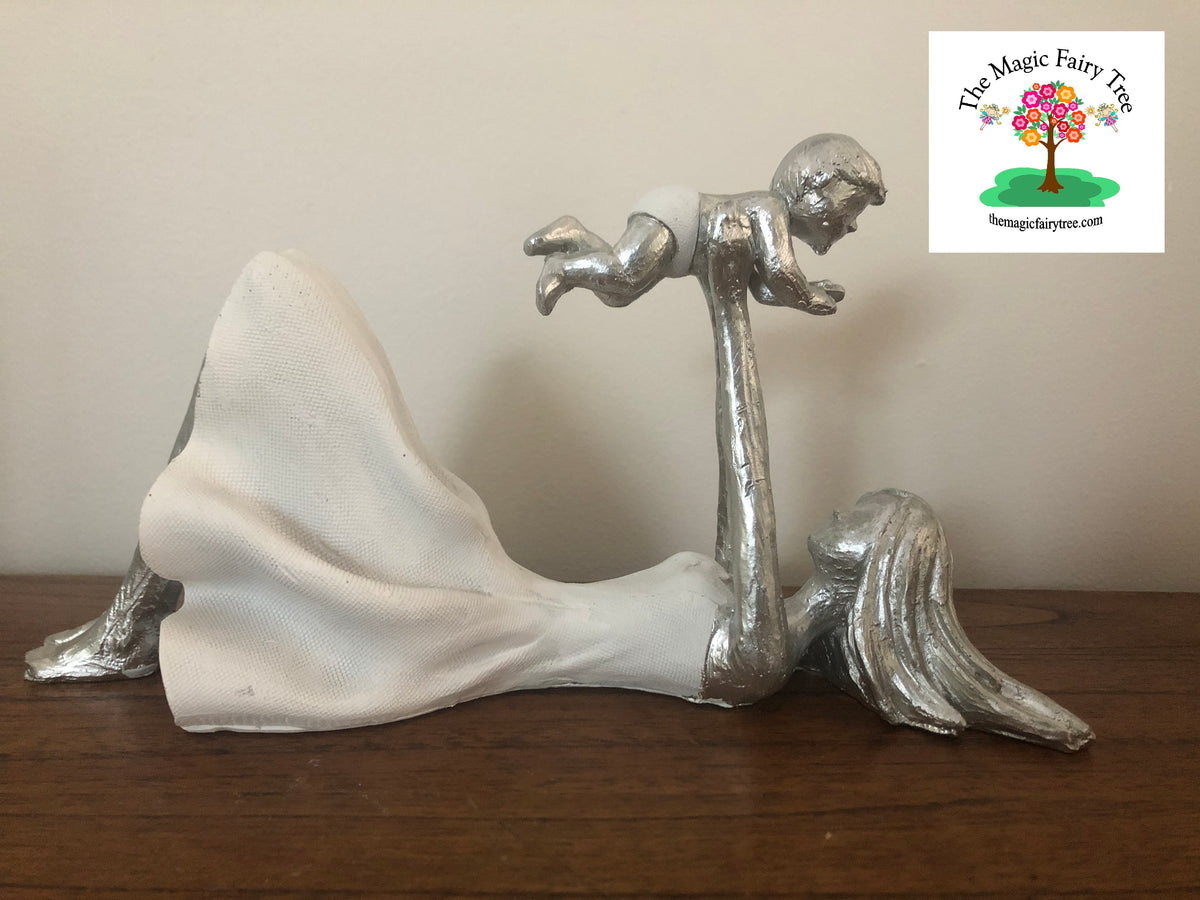 21cm Mother laying with Child Statue Figurine image 1