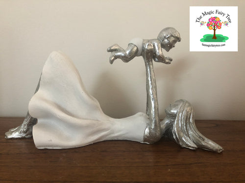 21cm Mother laying with Child Statue Figurine image 1
