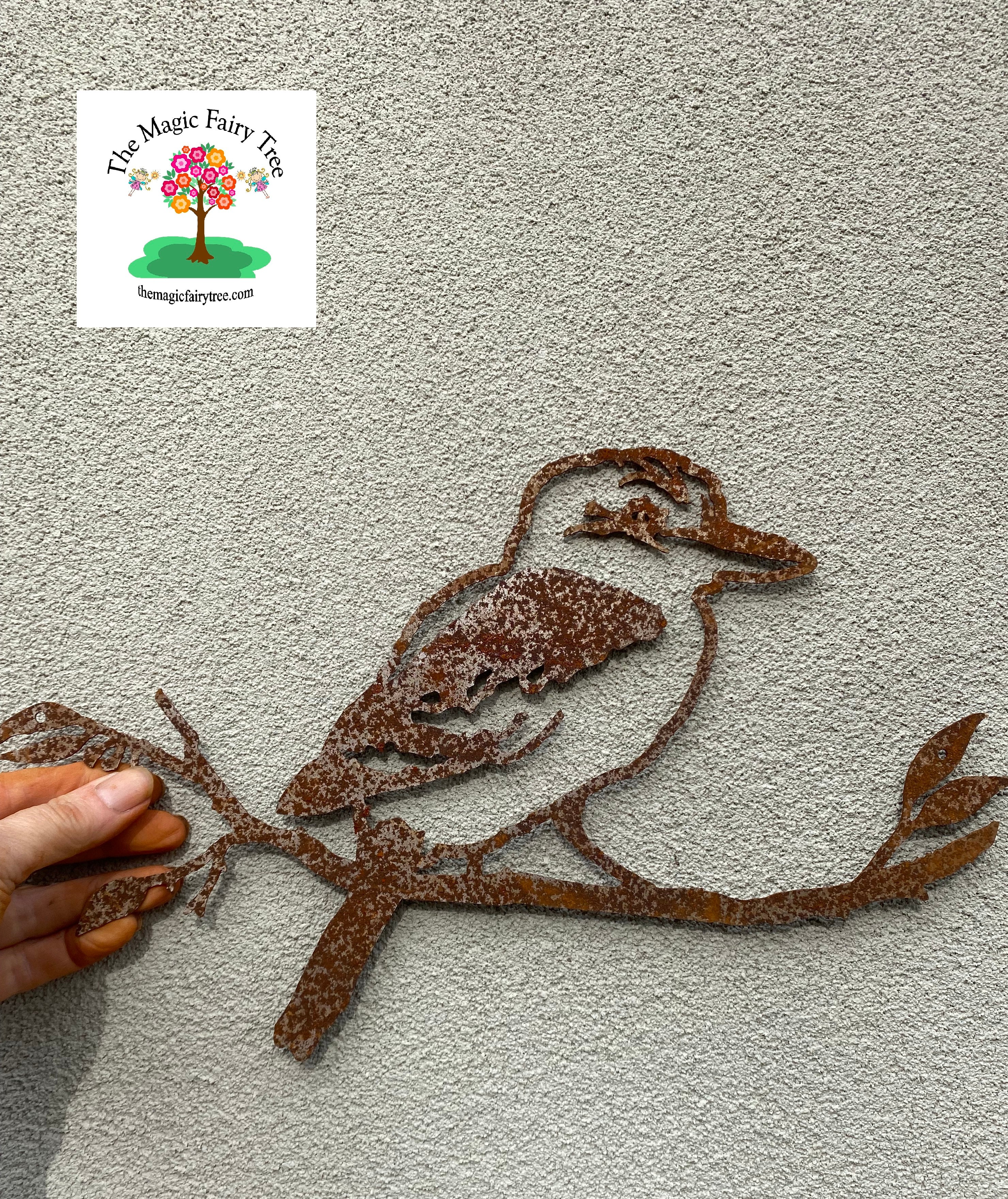 Kookaburra or Cockatoo on branch metal wall art image 1