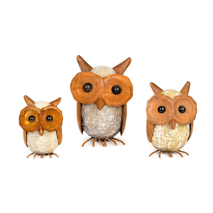 XL Rust and Resin Owl Decor