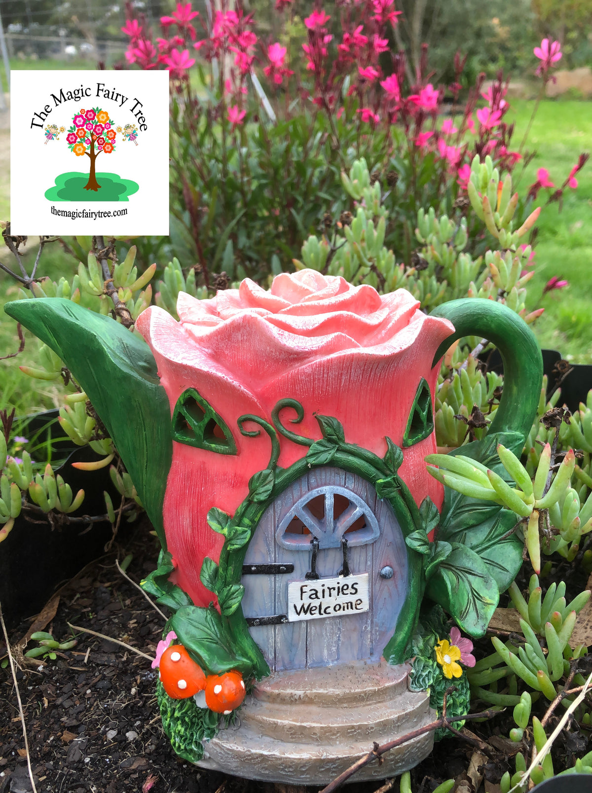 Solar Pink Rose Teapot House image 2