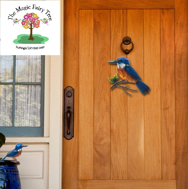 Azure or Sacred Kingfisher wall plaque image 1