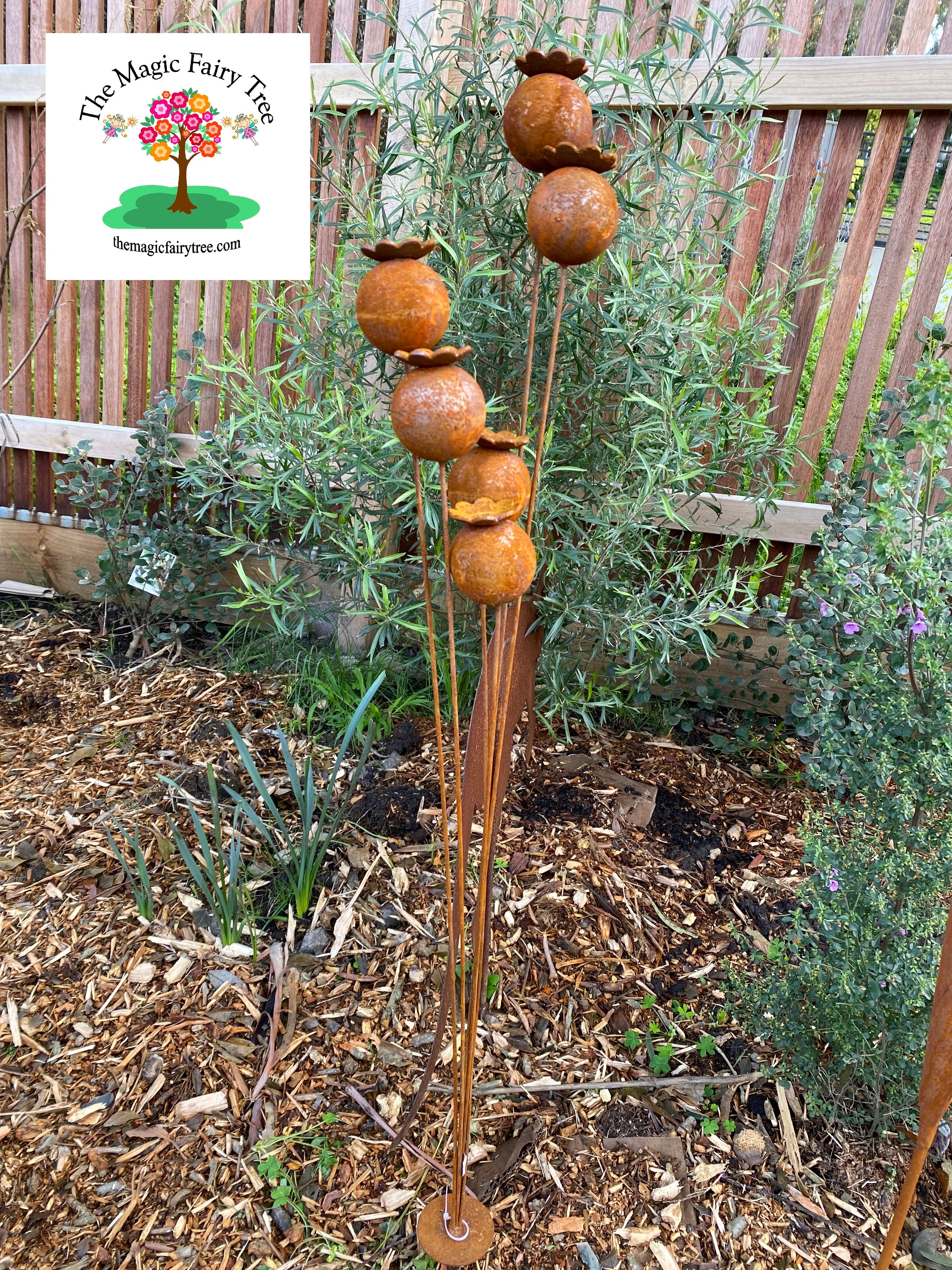 Rustic Poppy Head Kinetic Garden Art image 0