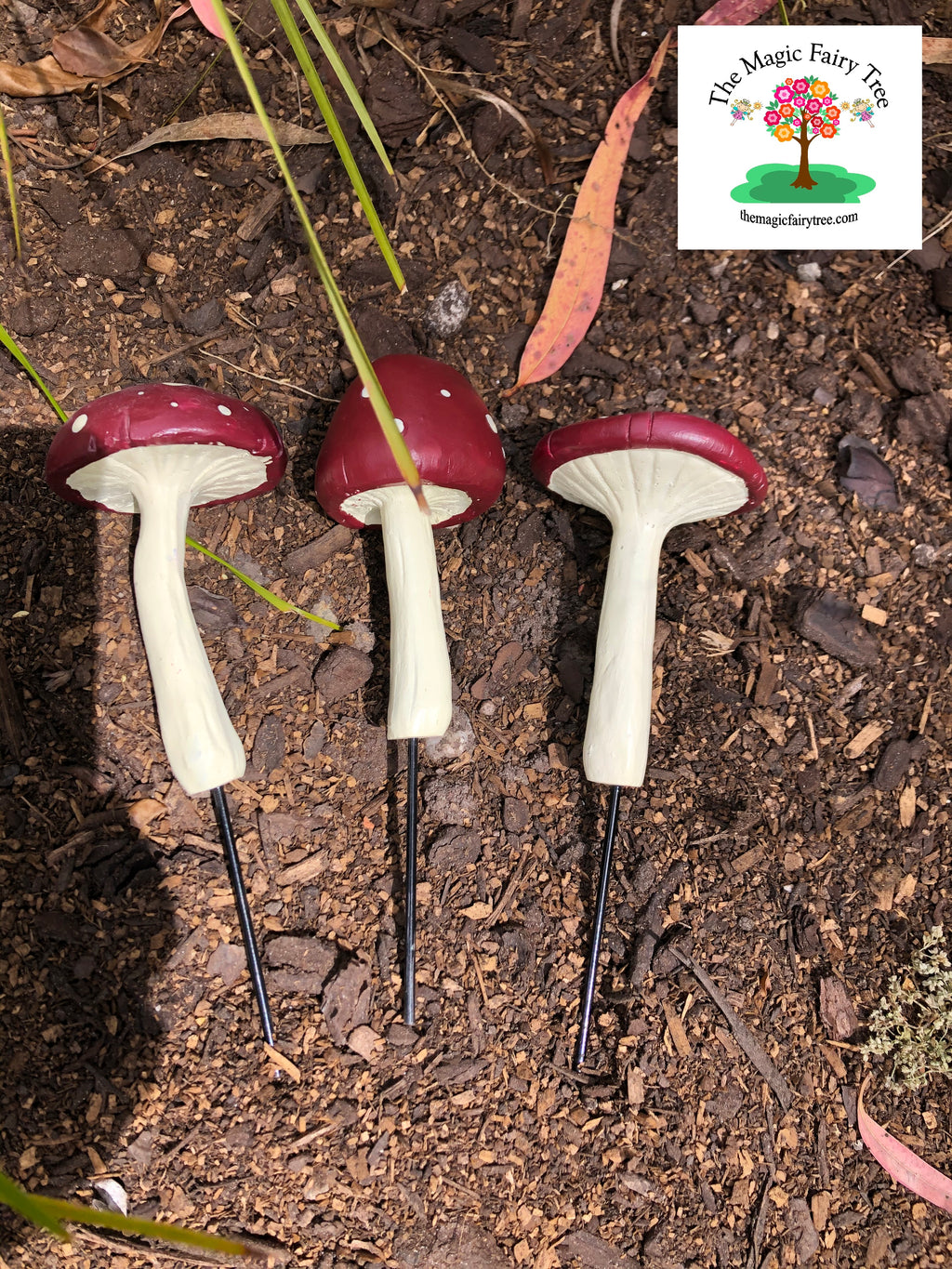 Set of 3 mushroom stakes image 1