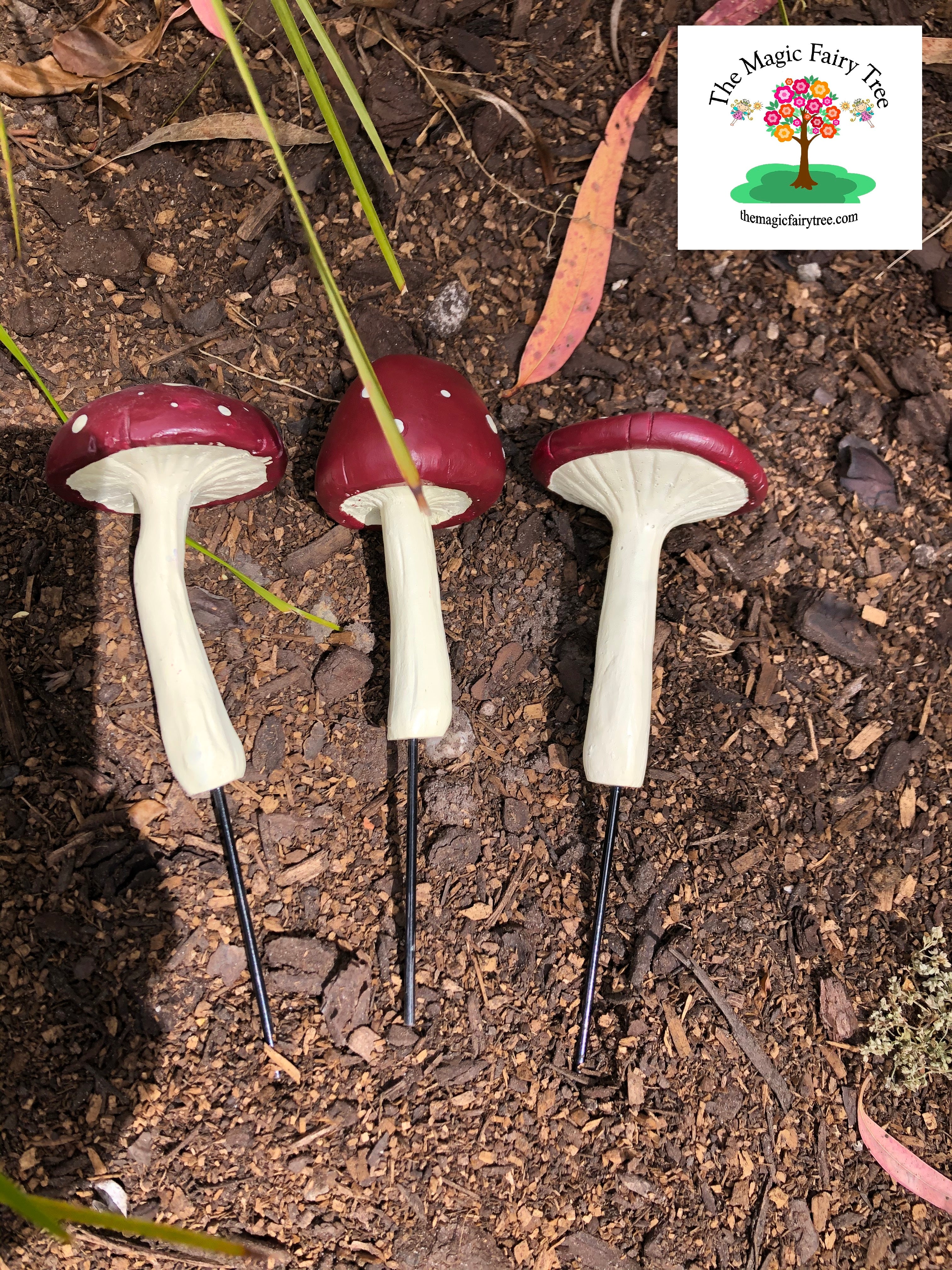 Set of 3 mushroom stakes image 1