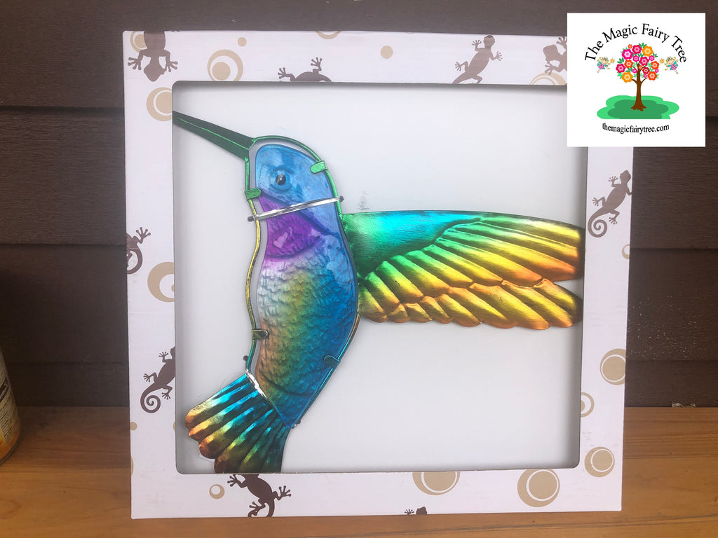 Metal and Glass Hummingbird Wall Art image 1