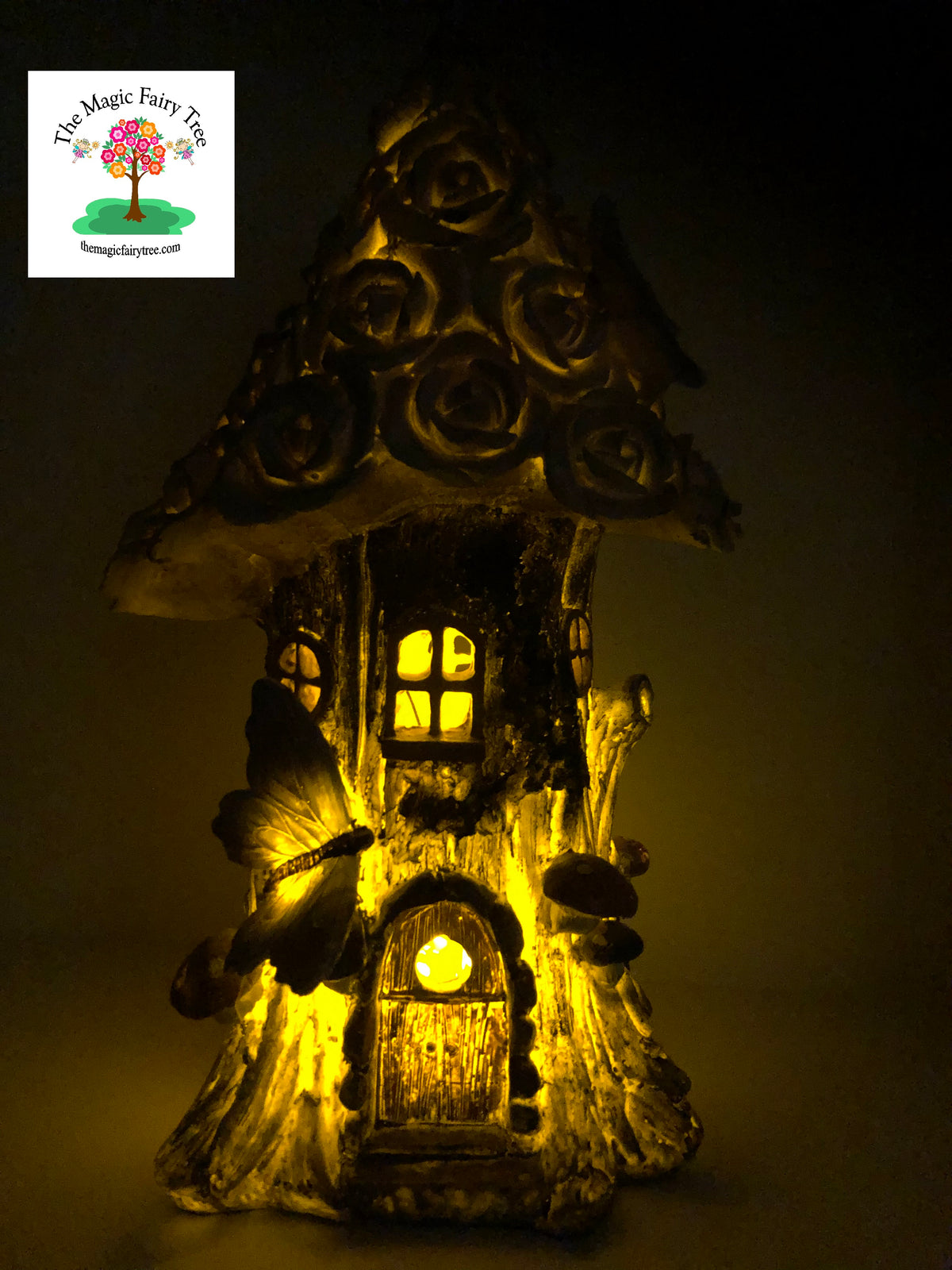 Solar powered rose flower fairy house image 3