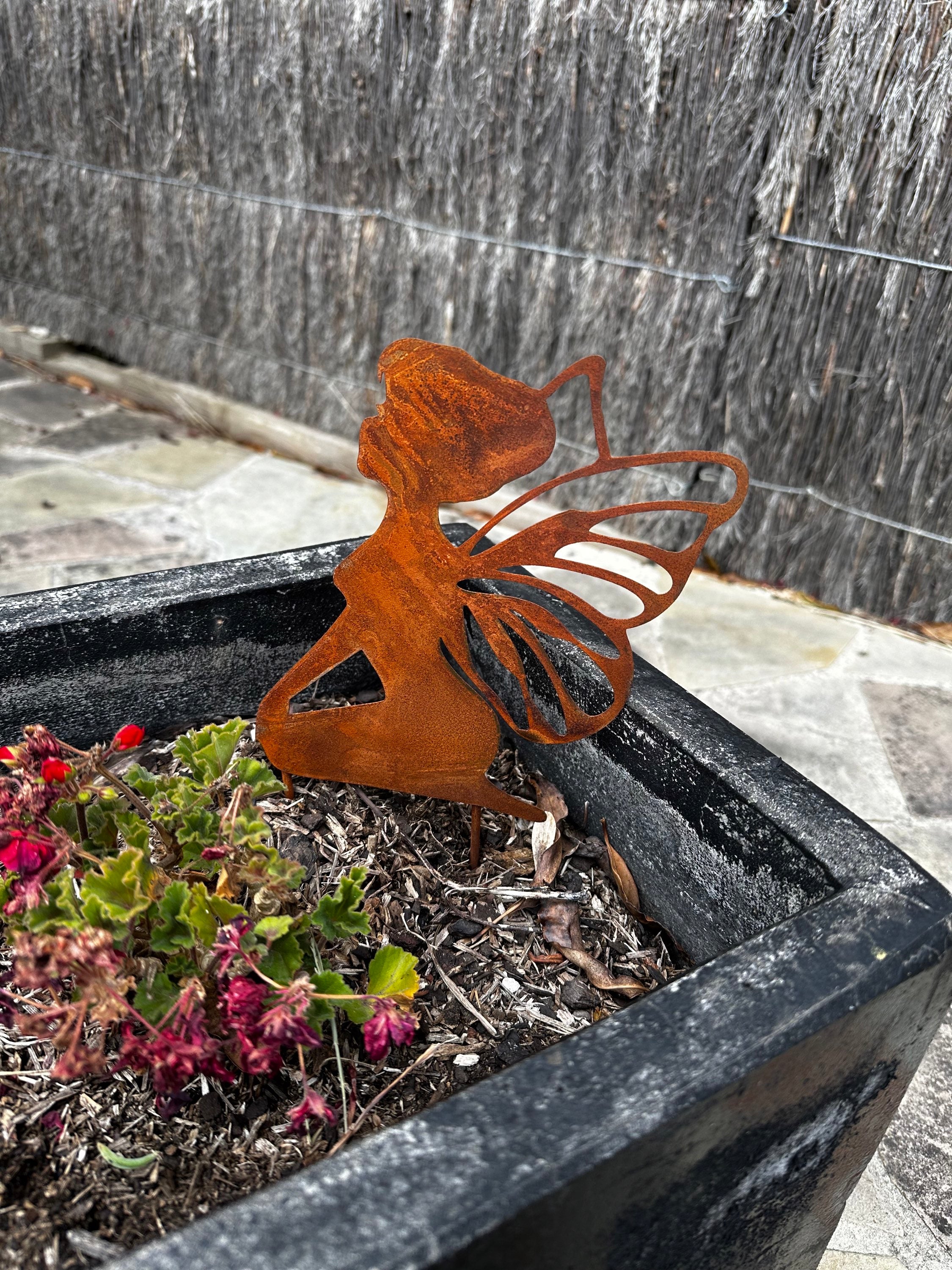Set of 4 Corten Rusty Metal Fairy Stakes image 3