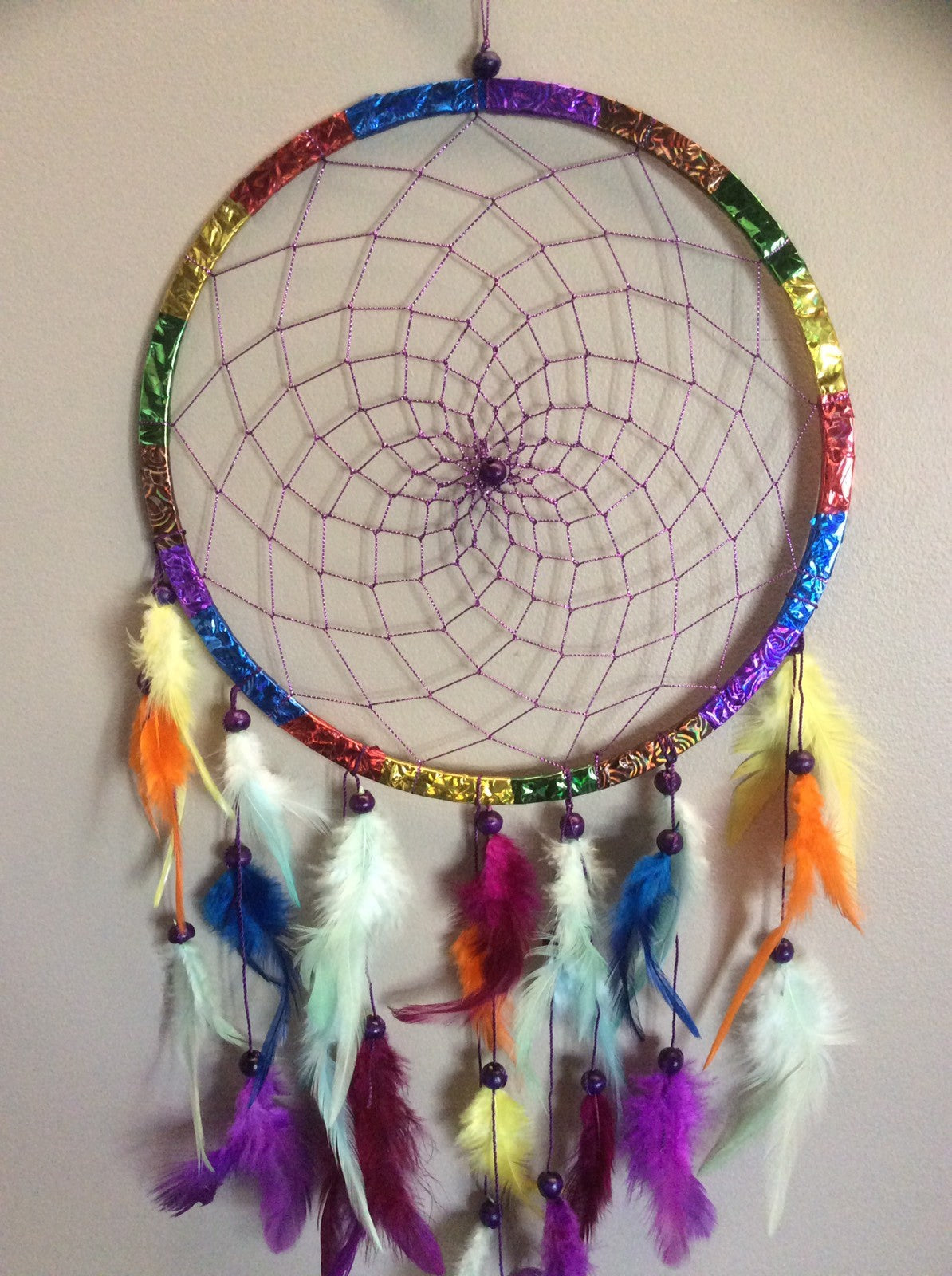 27cm rainbow multi colour dreamcatcher