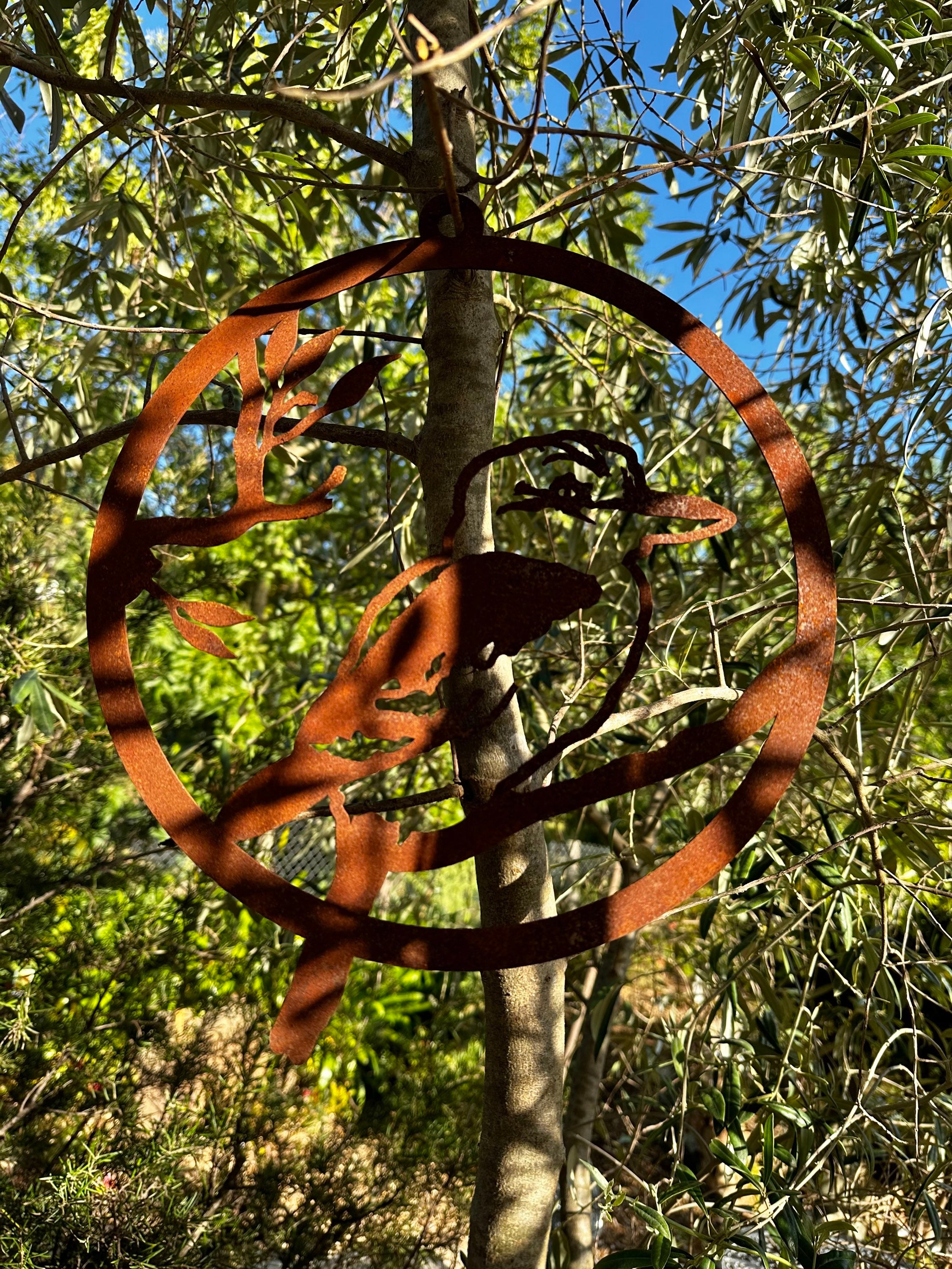 Kookaburra in corten ring wall art decor image 3