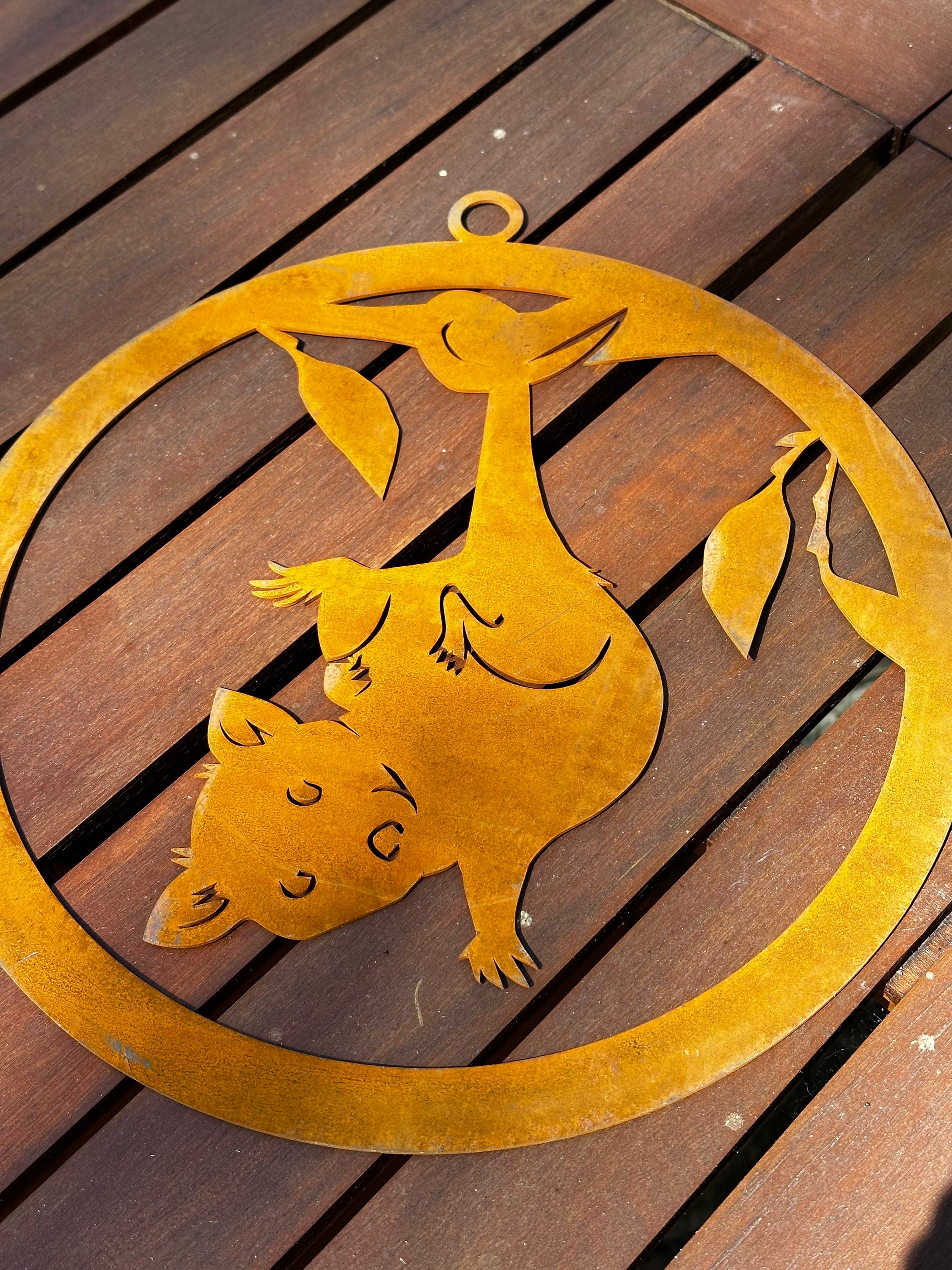 Possum corten ring wall art decor image 1