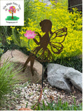 XL metal fairy stakes - lotus and butterfly image 1
